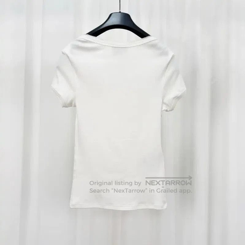 Miu Miu Miu Miu White Cotton Embroidered Logo T-shirt . Size S / US 4 / IT 40 - 2 Thumbnail