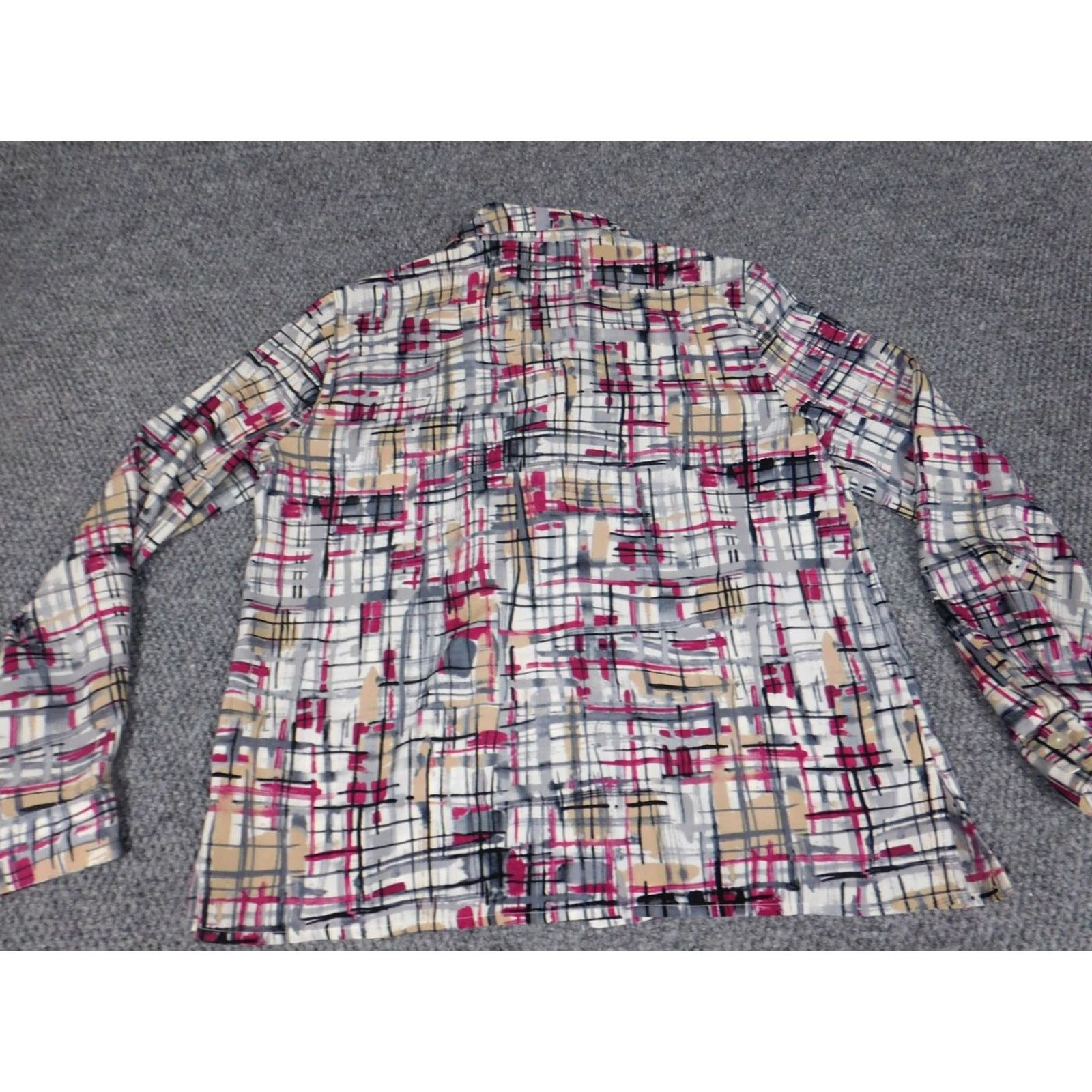 Vintage Alfred Dunner Button-Up Shirt Womens Red Plaid Long Sleeve Collared 10 Regular Down Polyester Stretch Size L / US 10 / IT 46 - 7 Thumbnail