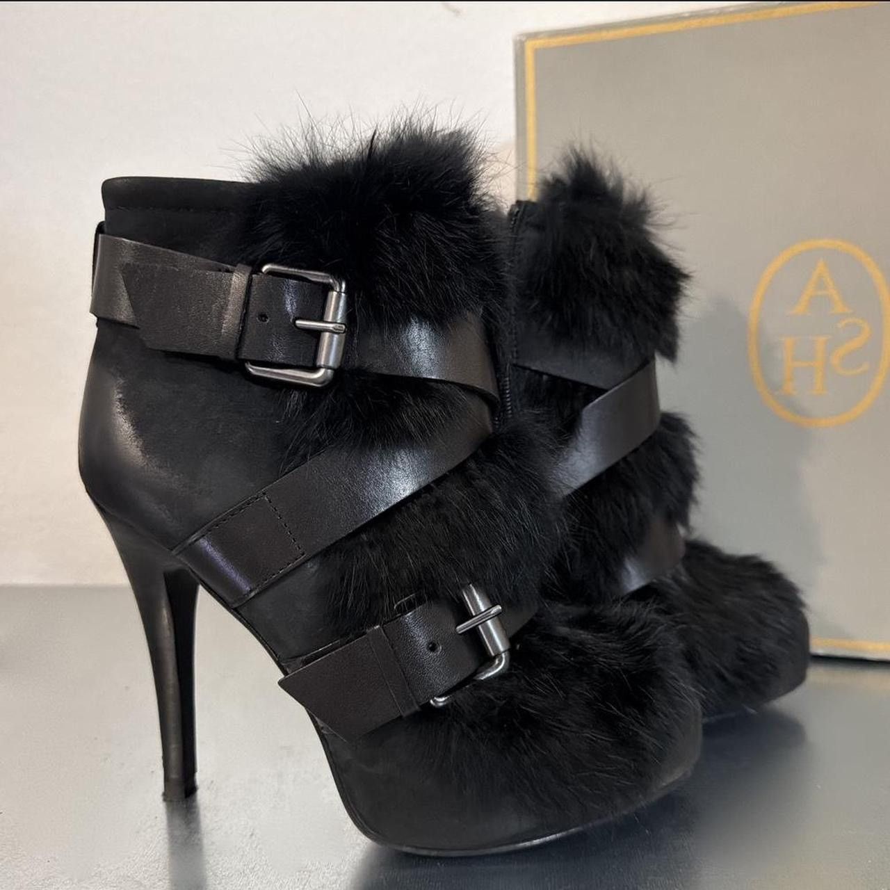 ASH ASH Emma Leather Rabbit Fur Bondage Heels Size US 5 / IT 35 - 1 Thumbnail
