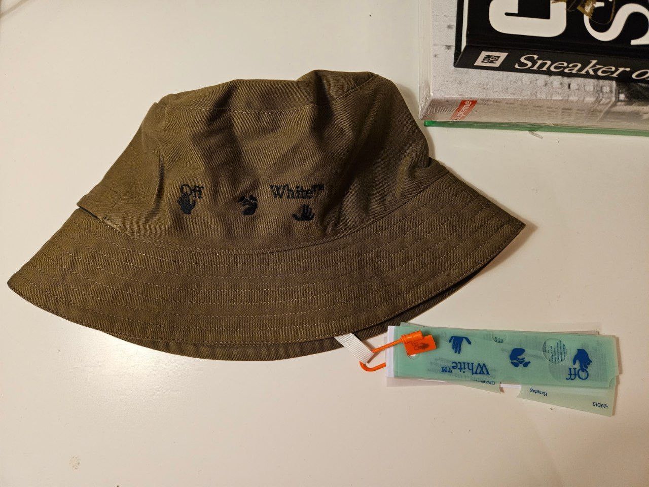image of Off White Bucket Hat in Khaki, Men's