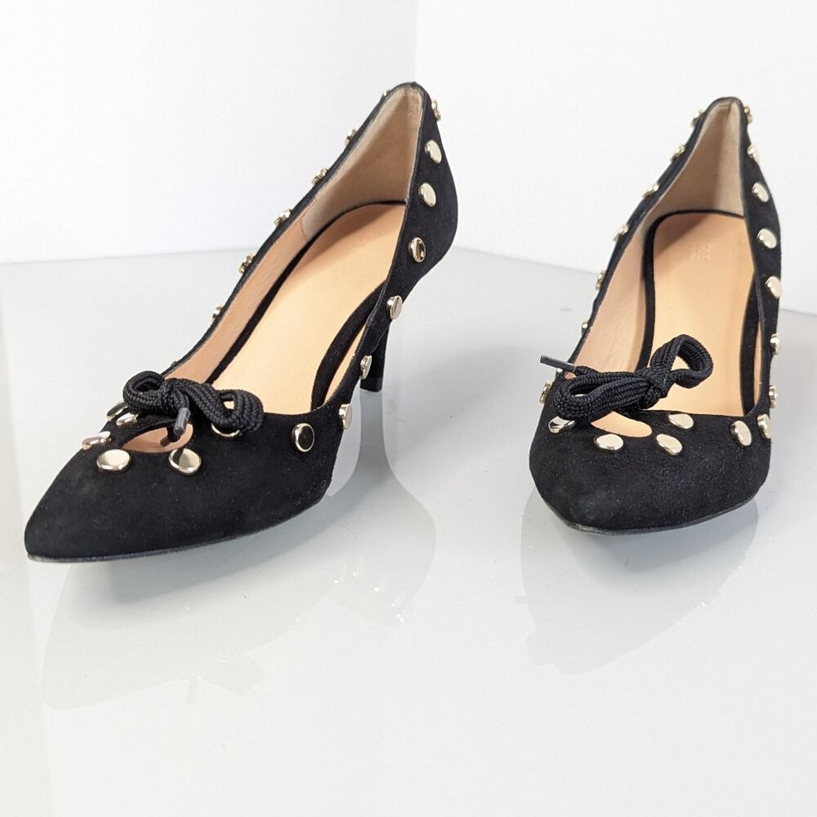 Anthropologie Anthropologie Hoss Intropia Black Pointed Toe Heels Bows 37 Size US 7 / IT 37 - 9 Thumbnail