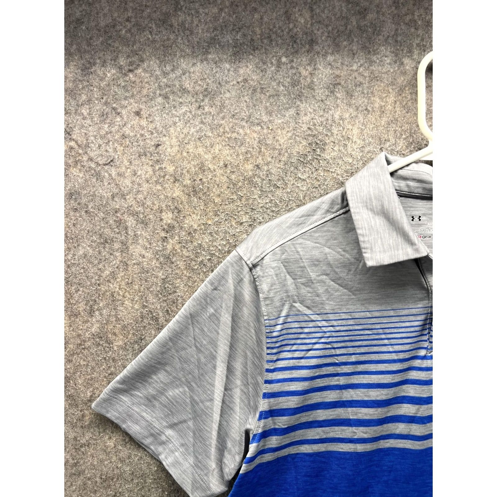 Under Armour Under Armour HeatGear Polo Shirt Mens Small Blue Stripe Golf Performance Size US S / EU 44-46 / 1 - 6 Thumbnail