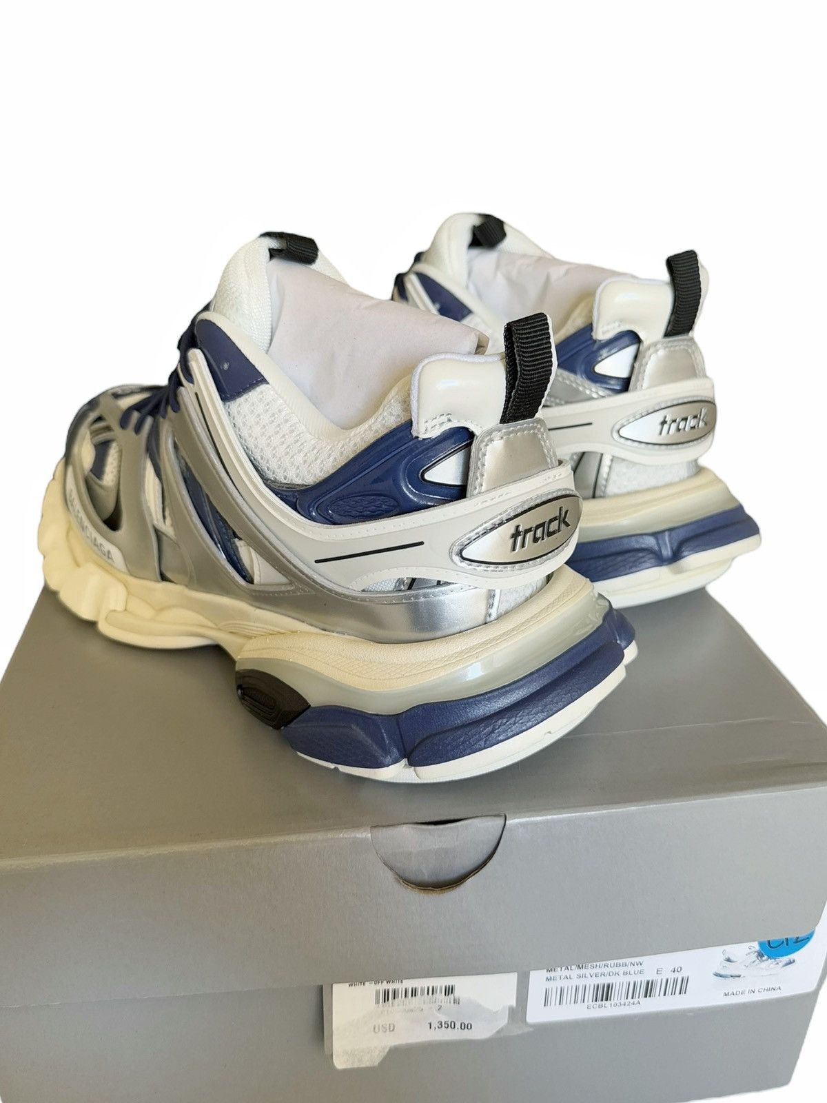 Balenciaga Track LED LIGHT Sneaker Silver Blue Metallic Size US 7 / EU 40 - 10 Thumbnail