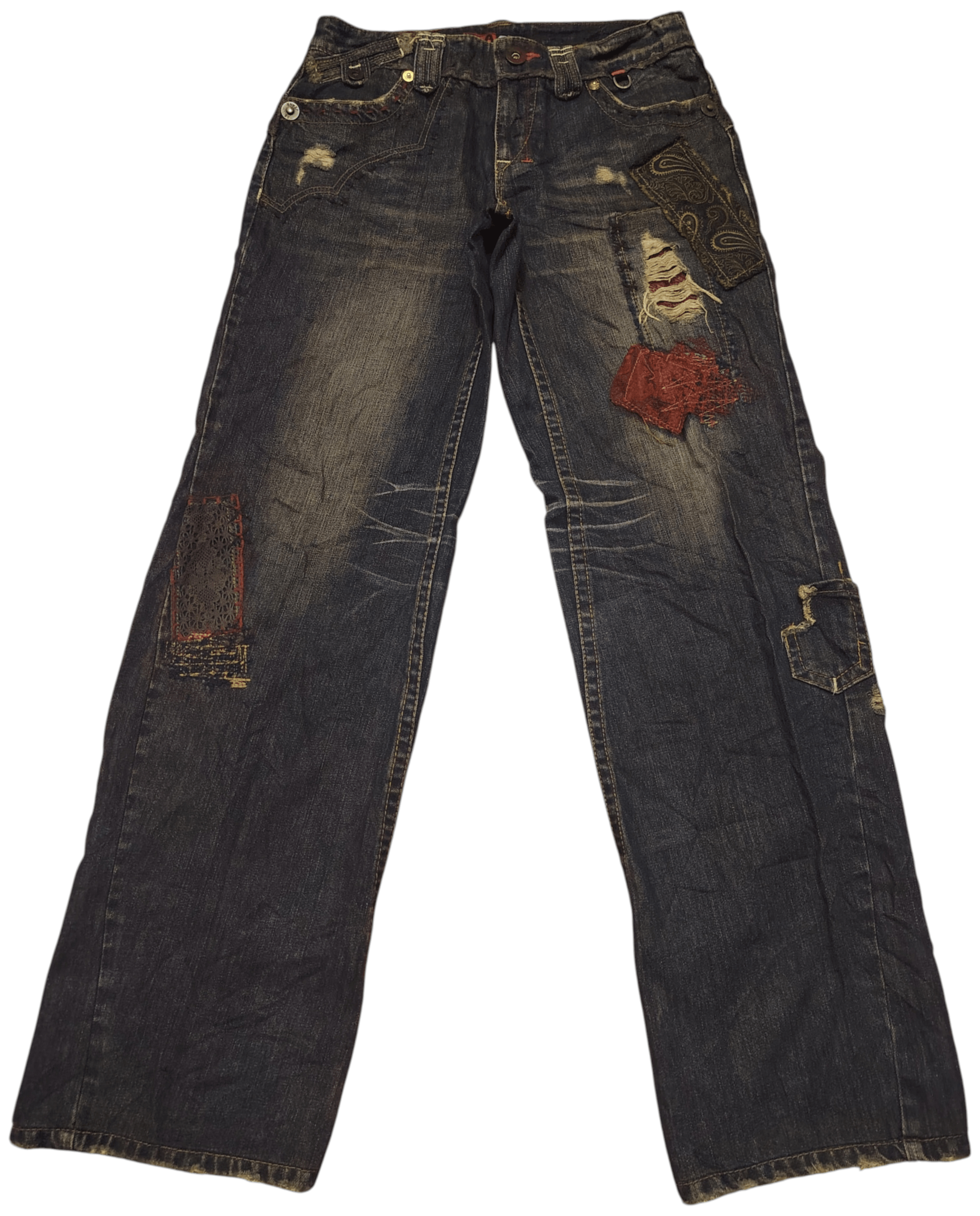 14th Addiction Japanese A6 Jeans Bandana Patchwork design Distressed jeans Size US 30 / EU 46 - 2 Thumbnail