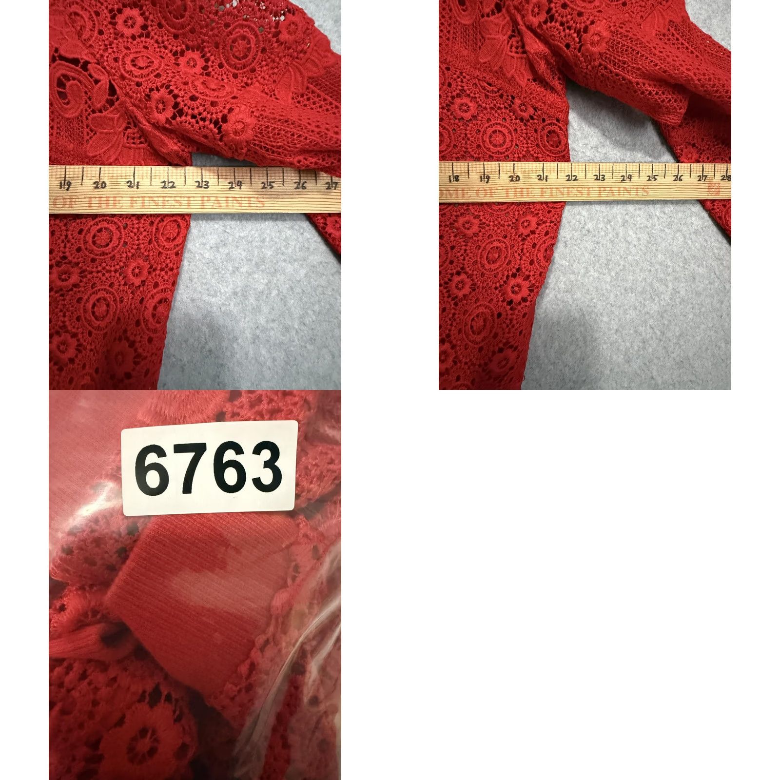 Vintage Chico's Jacket Womens 2 Red Lace Floral Bomber Zip Front Sheer Unlined Size XS / US 0-2 / IT 36-38 - 9 Thumbnail