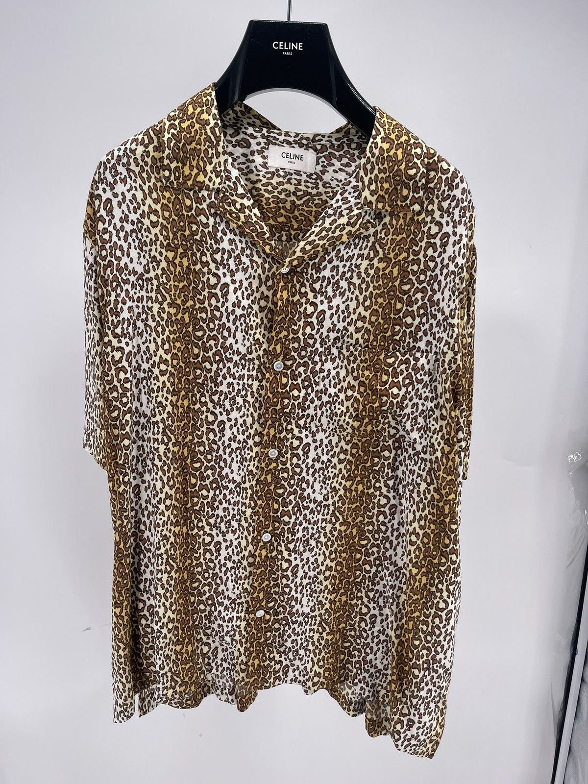 Celine Celine Camp-Collar Leopard-Print Voile Shirt size 43 Size US XL / EU 56 / 4 - 1 Thumbnail