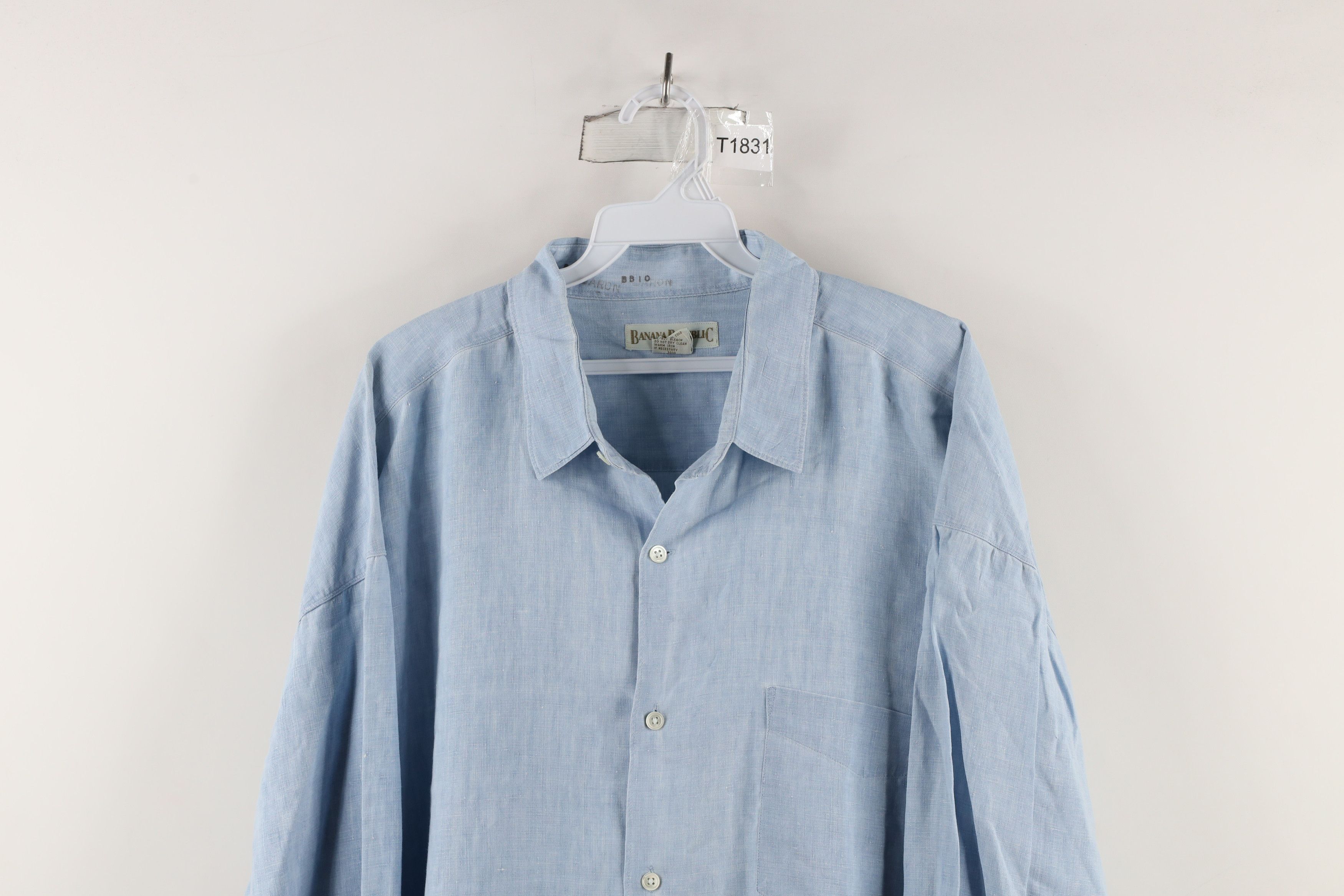 Banana Republic × Vintage Vintage 90s Banana Republic Fit Linen Button Shirt Blue Size ONE SIZE - 2 Thumbnail