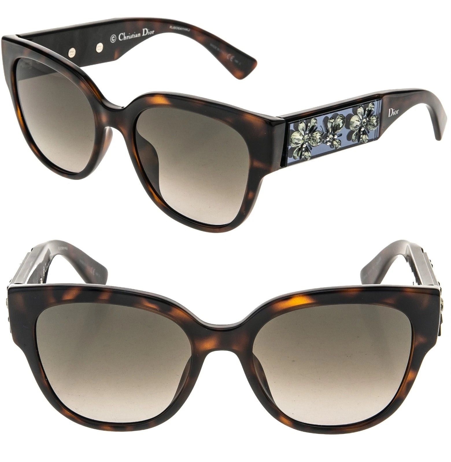 Christian Dior Monsieur CHRISTIAN DIOR MERCURIAL Brown Havana Crystal Sunglasses Size ONE SIZE - 1 Thumbnail