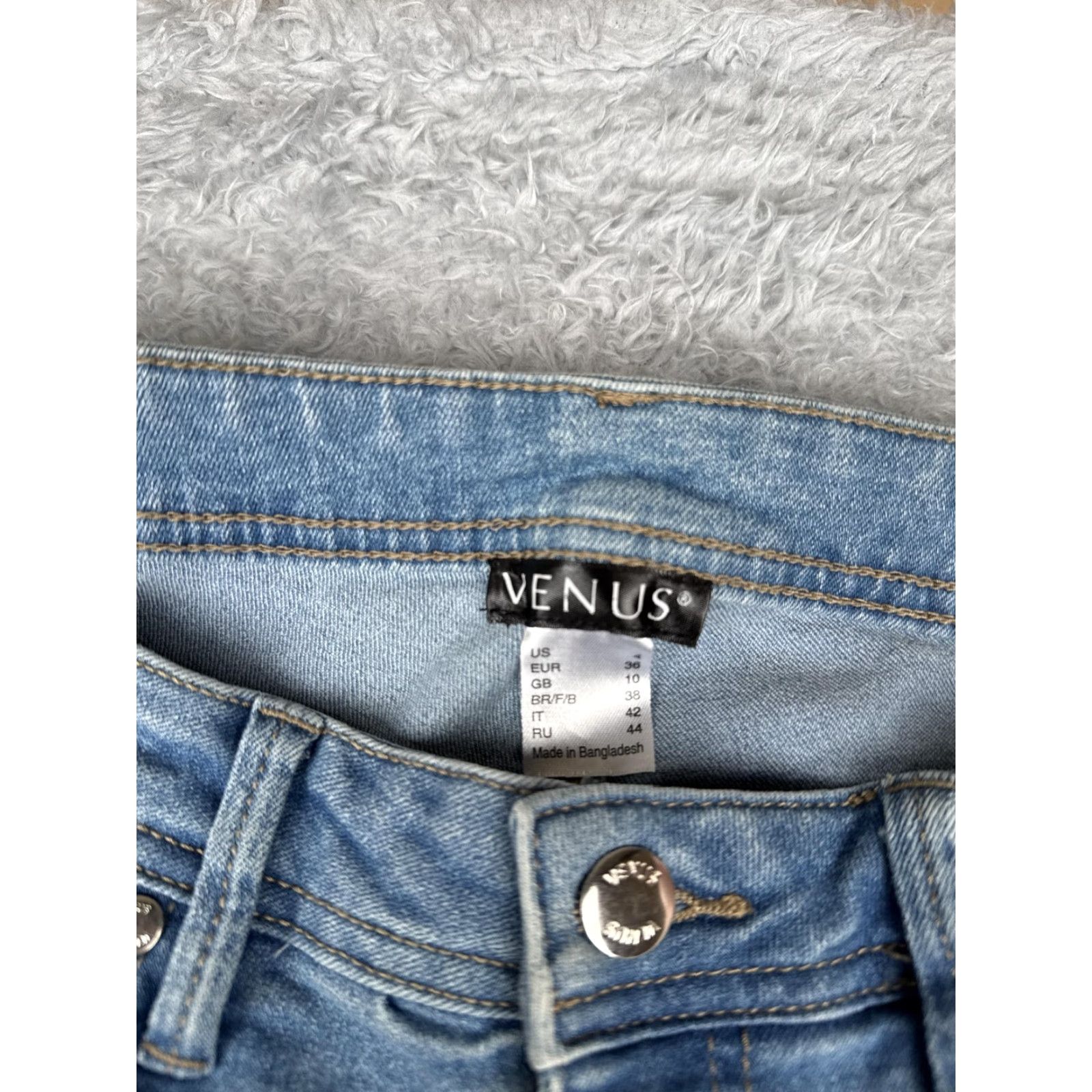 Venus Venus Jeans Womens 4 Blue Light Wash Skinny Ankle Zip Distressed Stretch Denim Size 28" / US 6 / IT 42 - 6 Thumbnail