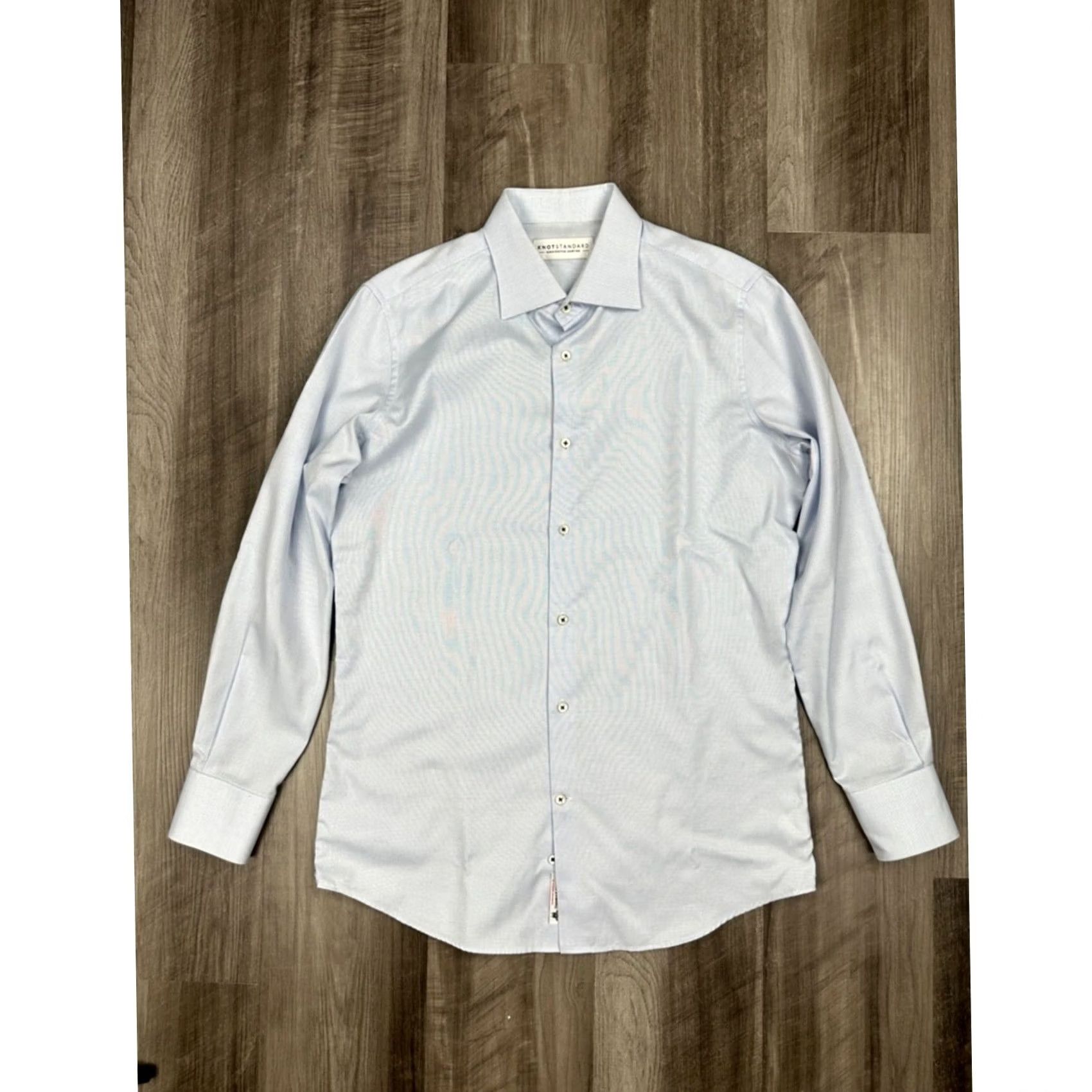 Vintage Knot Standard Thomas Mason Bespoke Oxford Long Sleeve Button Down Large 16 Blue Mens Shirt Size US L / EU 52-54 / 3 - 2 Thumbnail