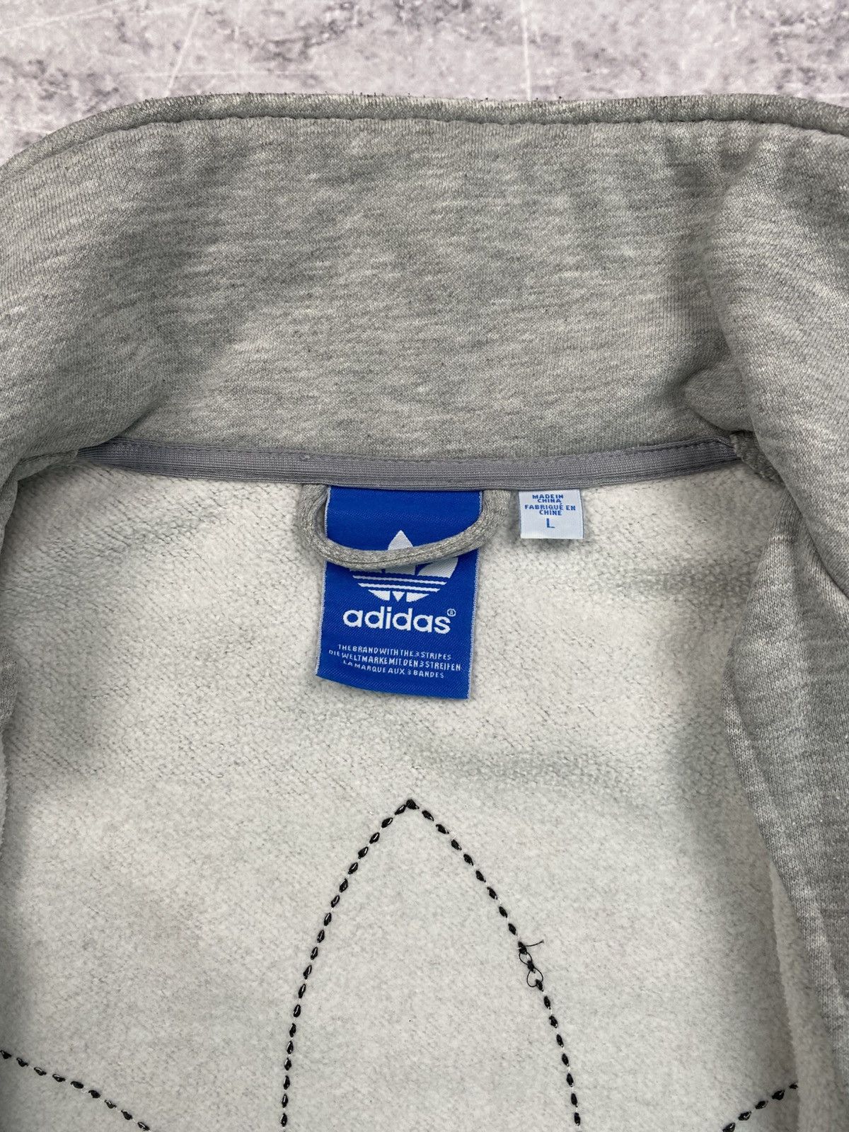 Adidas × Vintage Vintage gray Adidas logo three stripes zip sweatshirt Size US L / EU 52-54 / 3 - 8 Thumbnail