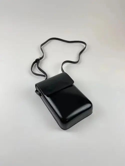 Leather Black - Vertical Crossbody Bag, Men's