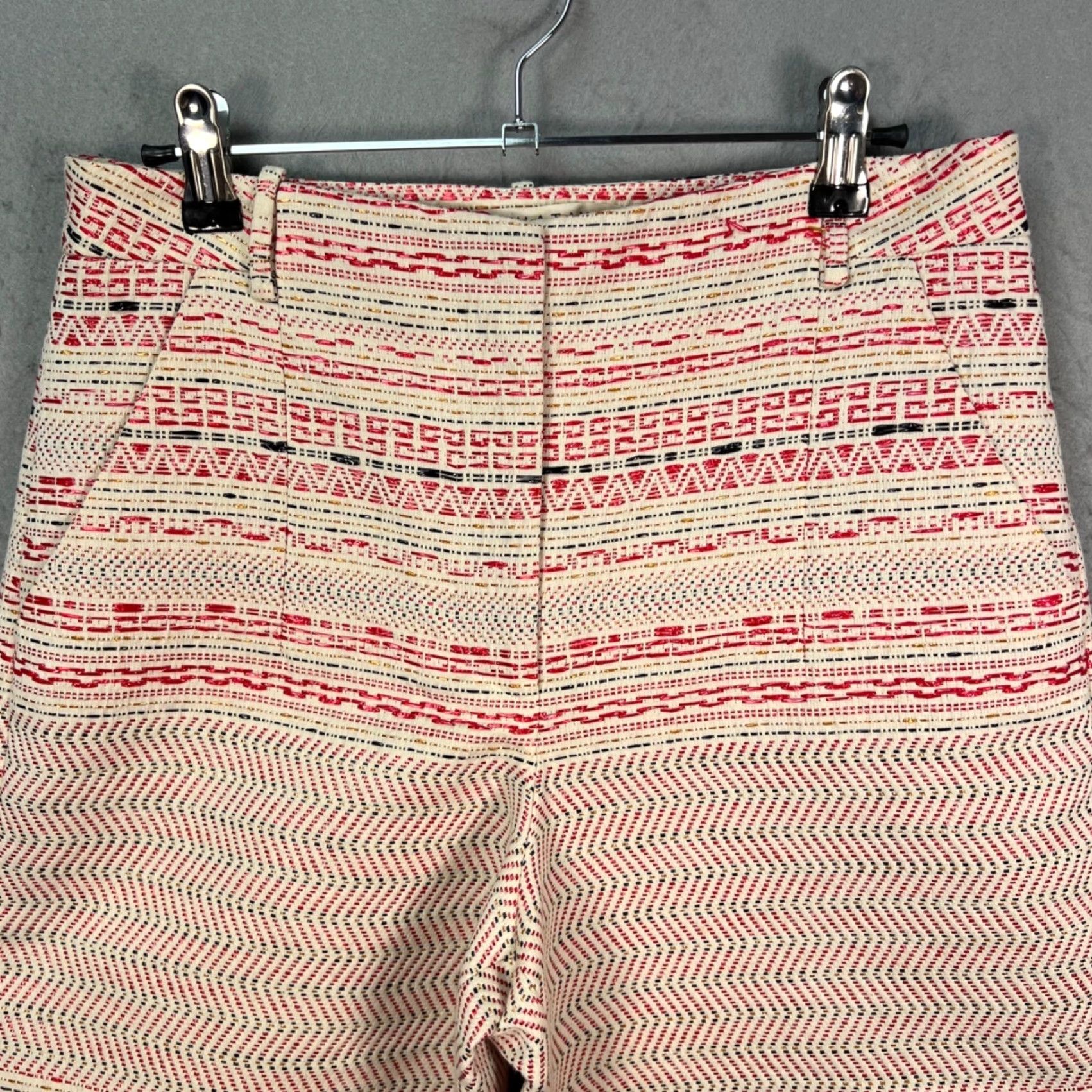 Vintage Miahatami Womens 42 Red & White Woven High-Waist Culottes Cotton Blend Pants Wide-Leg Cropped Adult Women Size 42 Summer Spring Mens Womens Girls Size 28" / US 6 / IT 42 - 6 Thumbnail