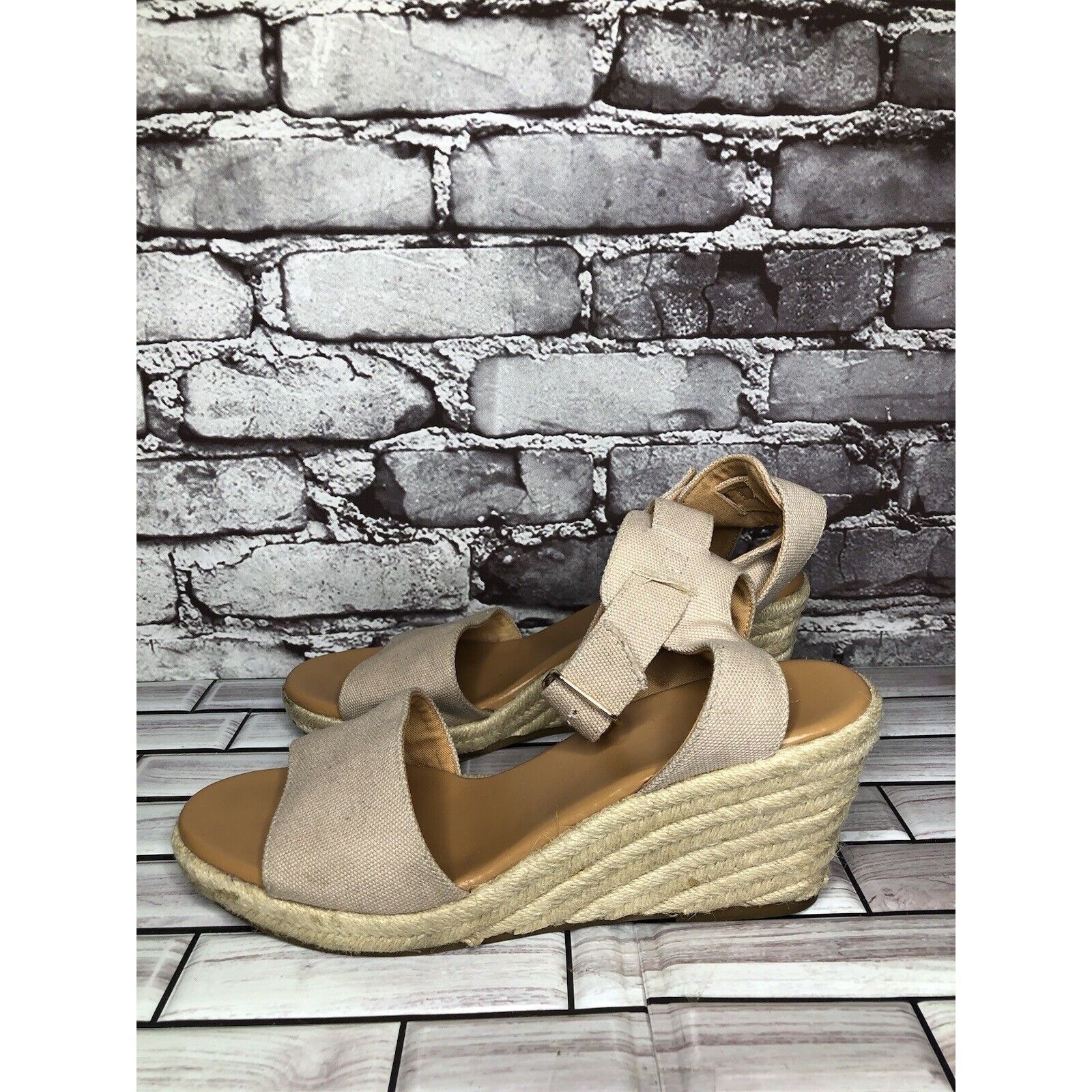 J.Crew J Crew Khaki Beige Fabric Buckle Ankle Strap Espadrilles San Size US 10 / IT 40 - 15 Thumbnail