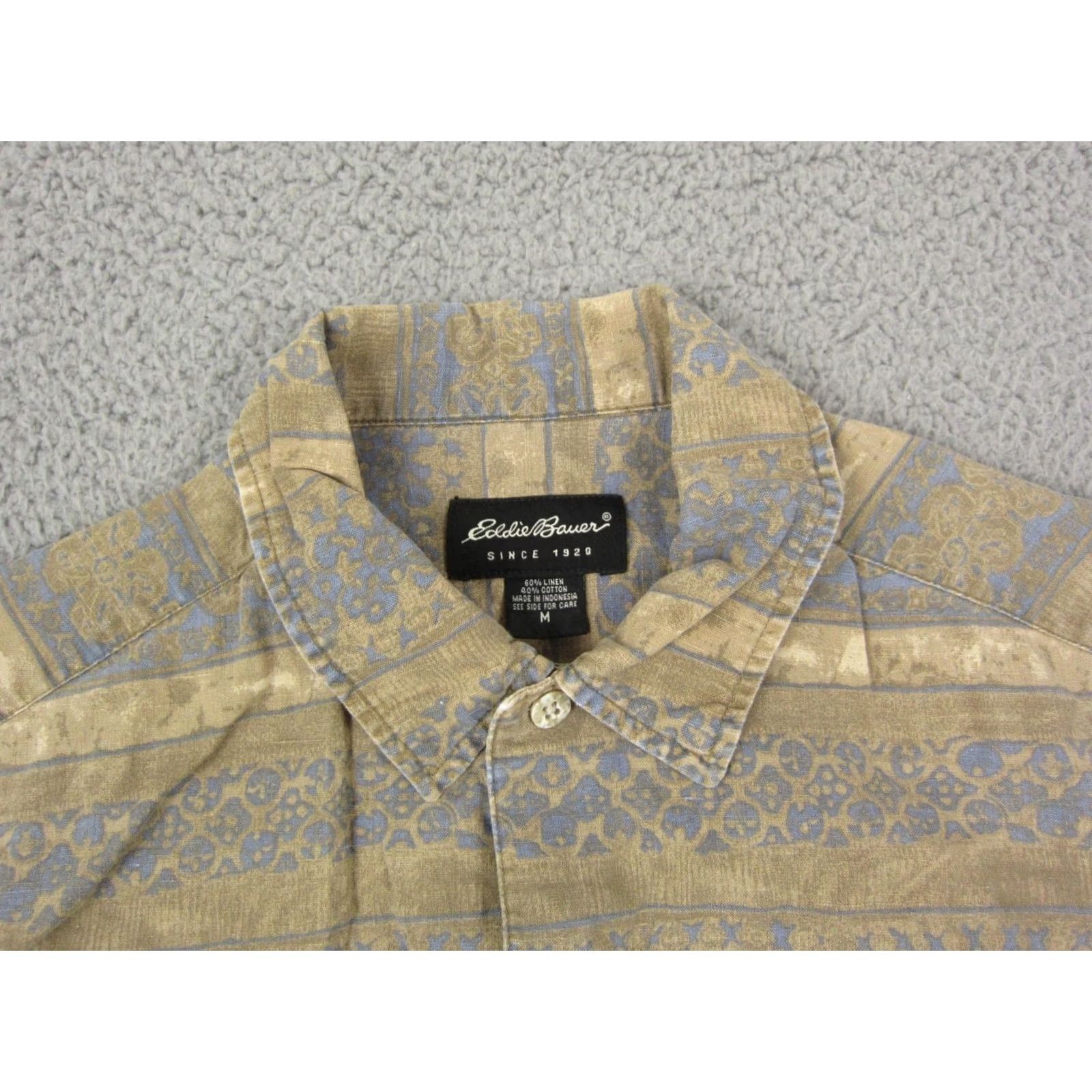 Eddie Bauer VINTAGE Eddie Bauer Shirt Adult Medium Brown Southwestern Aztec Linen Cotton Men Size US M / EU 48-50 / 2 - 4 Thumbnail