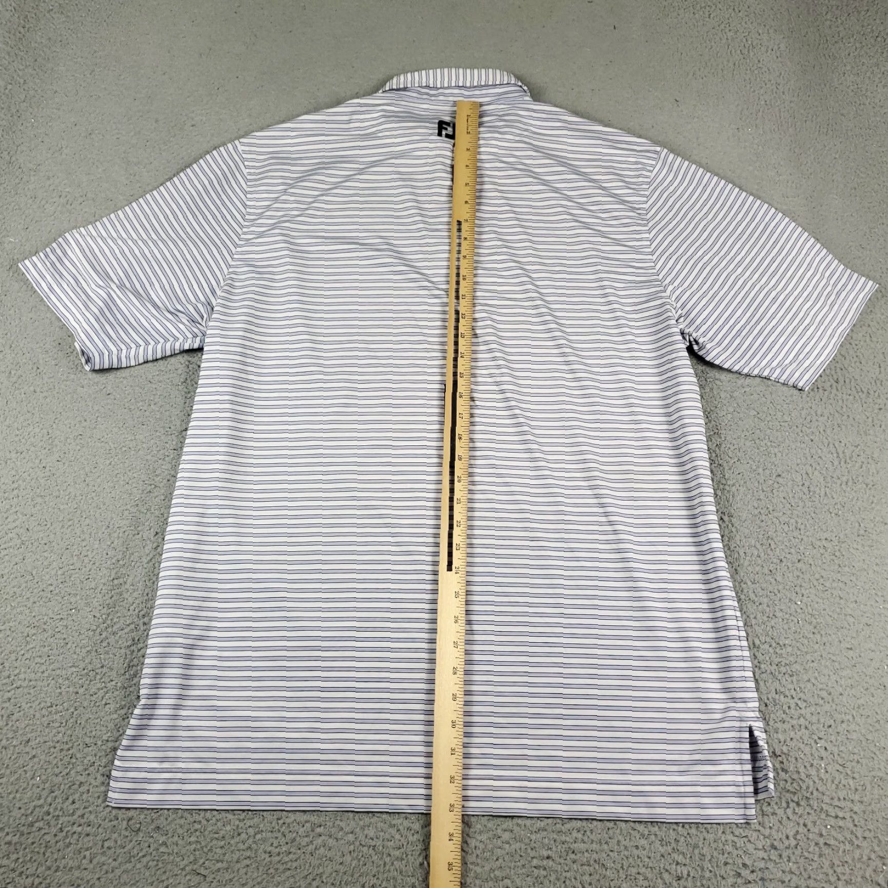 Footjoy FJ Polo Shirt Mens XL Blue Striped Polo Shirt Short Sleeve Button Collar Golf Casual Modern Preppy Sports Mens XL Blue Size US XL / EU 56 / 4 - 4 Thumbnail