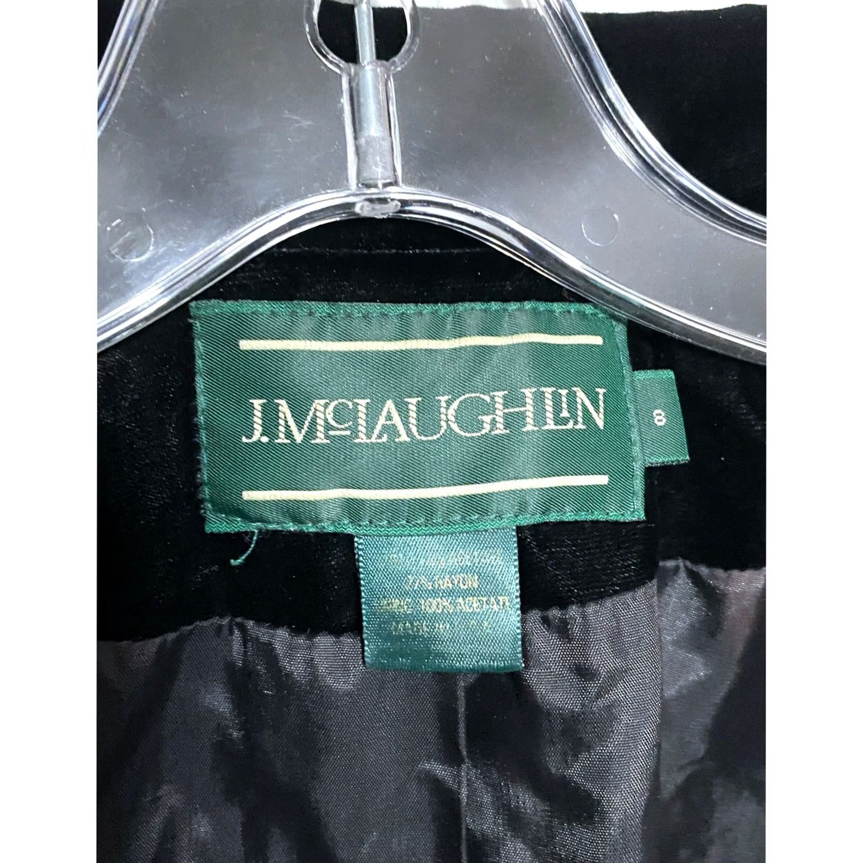 J.McLaughlin VTG J. McLaughlin Black Velvet Zip Jacket Women 8 Blazer Dry Clean Only Solid Size M / US 6-8 / IT 42-44 - 7 Thumbnail