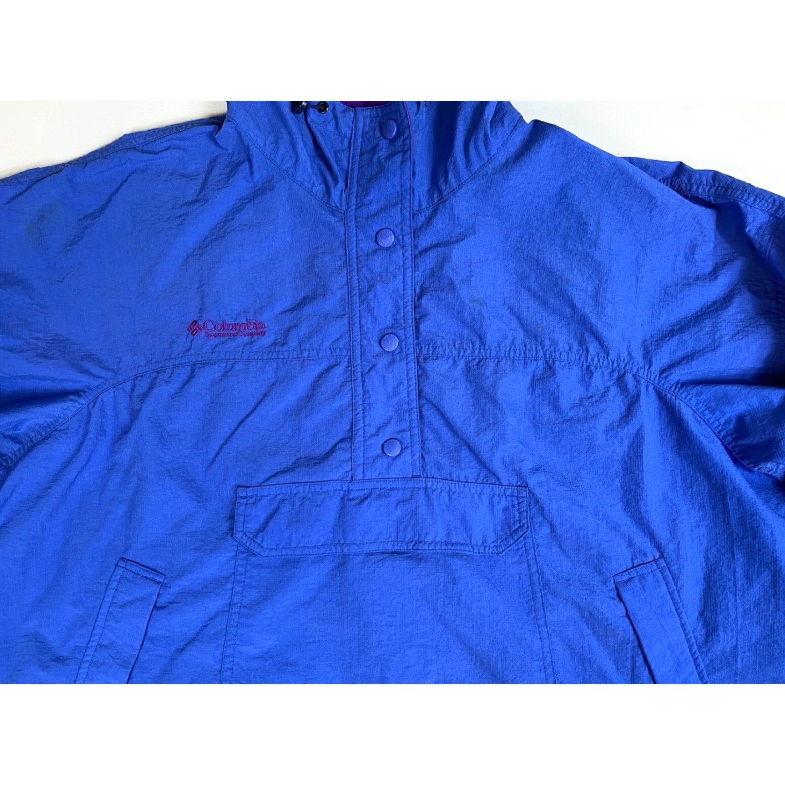Vintage Columbia Women’s Vintage 90s Anorak Windbreaker Jacket XL Blue Hooded Pockets 90s Style Mens Womens Boys Girls Size XL / US 12-14 / IT 48-50 - 5 Thumbnail