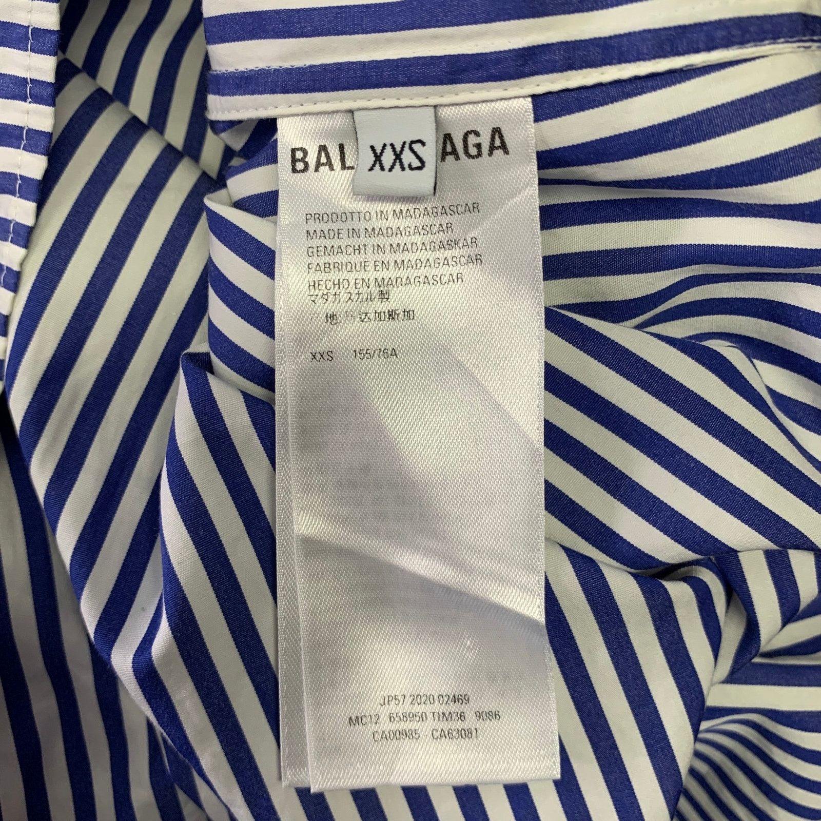 Balenciaga XXS Blue White Stripe Button Down Asymmetrical Shirt Size US XXS / EU 40 - 6 Thumbnail