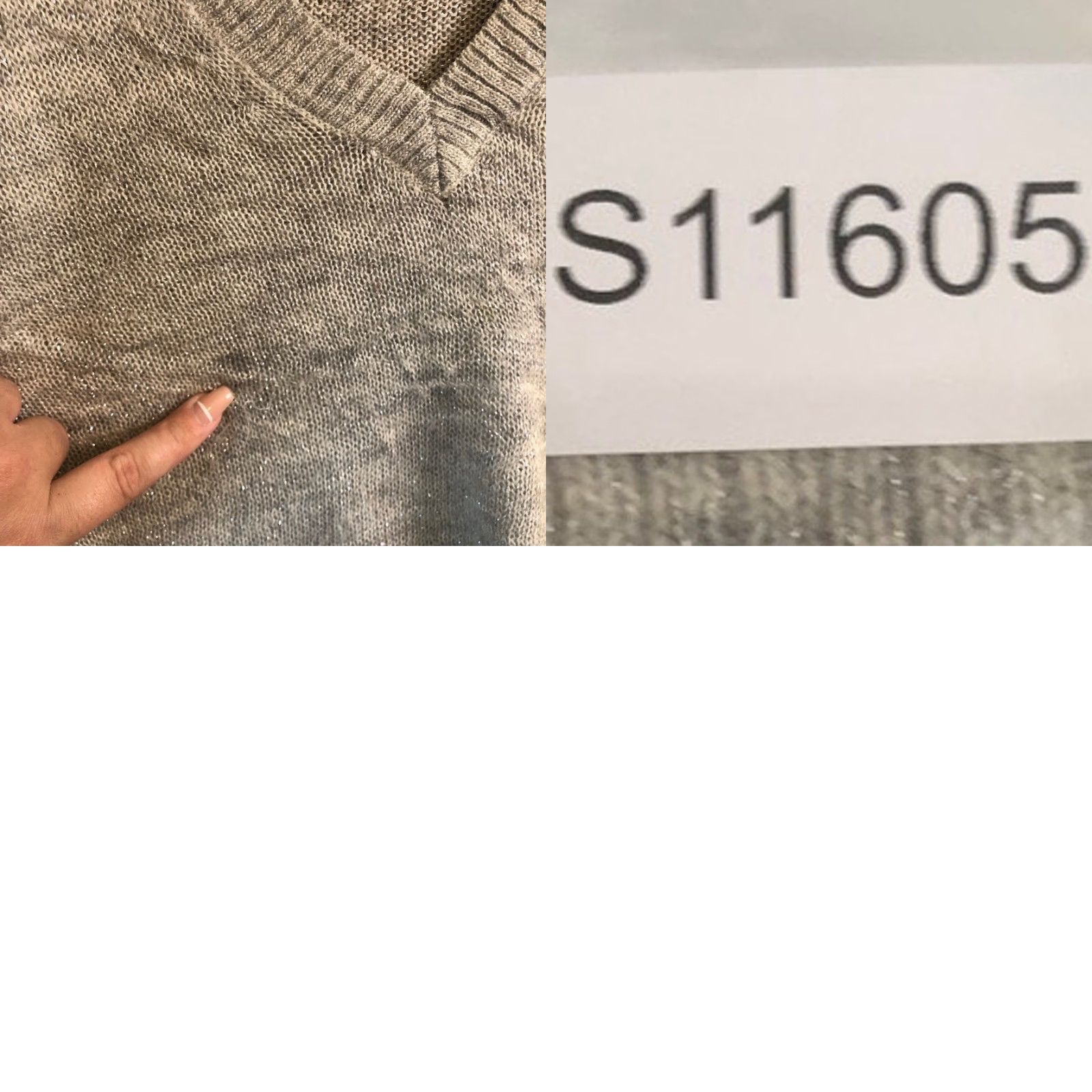 Express Express Sweater Gray Metallic Deep V-Neck Merino Wool Blend Large Womens Pullover Knit Long Sleeve Regular Size L Size L / US 10 / IT 46 - 9 Thumbnail