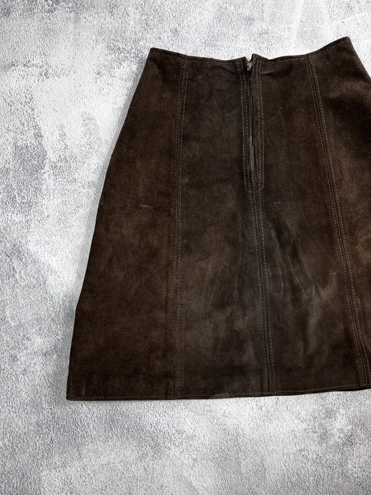 Leather × Vintage Vintage 90s Leather mini skirt avant garde oldmoney style Size 23" - 2 Thumbnail