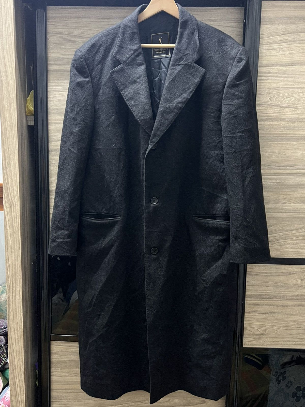 Yves Saint Laurent Yves Saint Laurent long coat dark Wool cashmere fabric. Size US XL / EU 56 / 4 - 2 Thumbnail