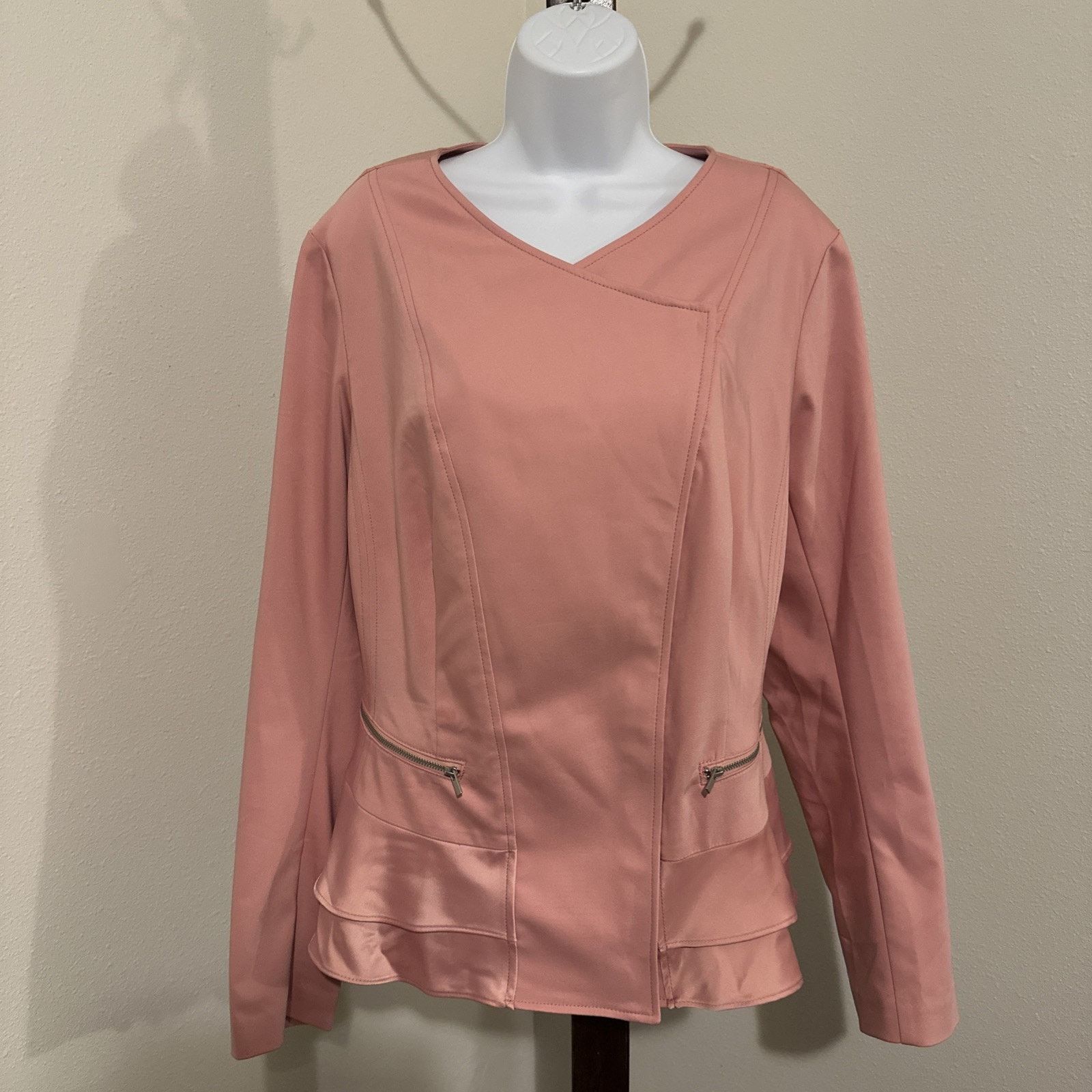 Other Lane Bryant Double Weave Stretch Jacket Blazer Pink 18 NWT Size XXL / US 16-18 / IT 52-54 - 1 Thumbnail