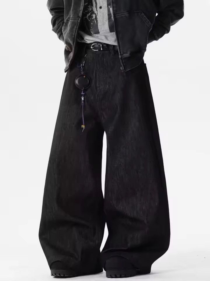 Japanese Brand Extreme Wide Leg Black Jeans | Red Dragon Size US 33 - 9 Thumbnail