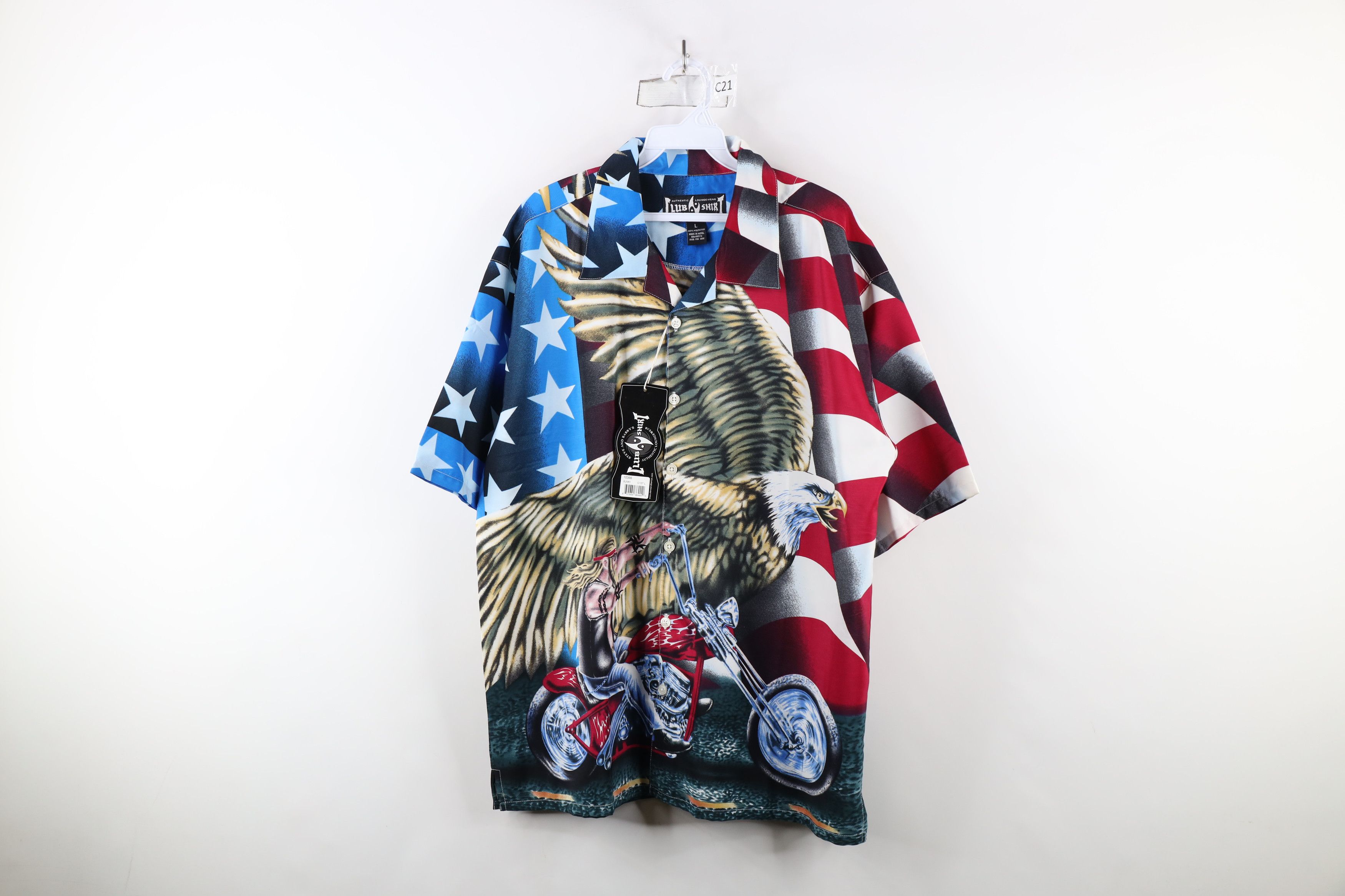 Vintage NOS Vintage 90s Streetwear Flag All Over Print Button Shirt Size US L / EU 52-54 / 3 - 1 Thumbnail