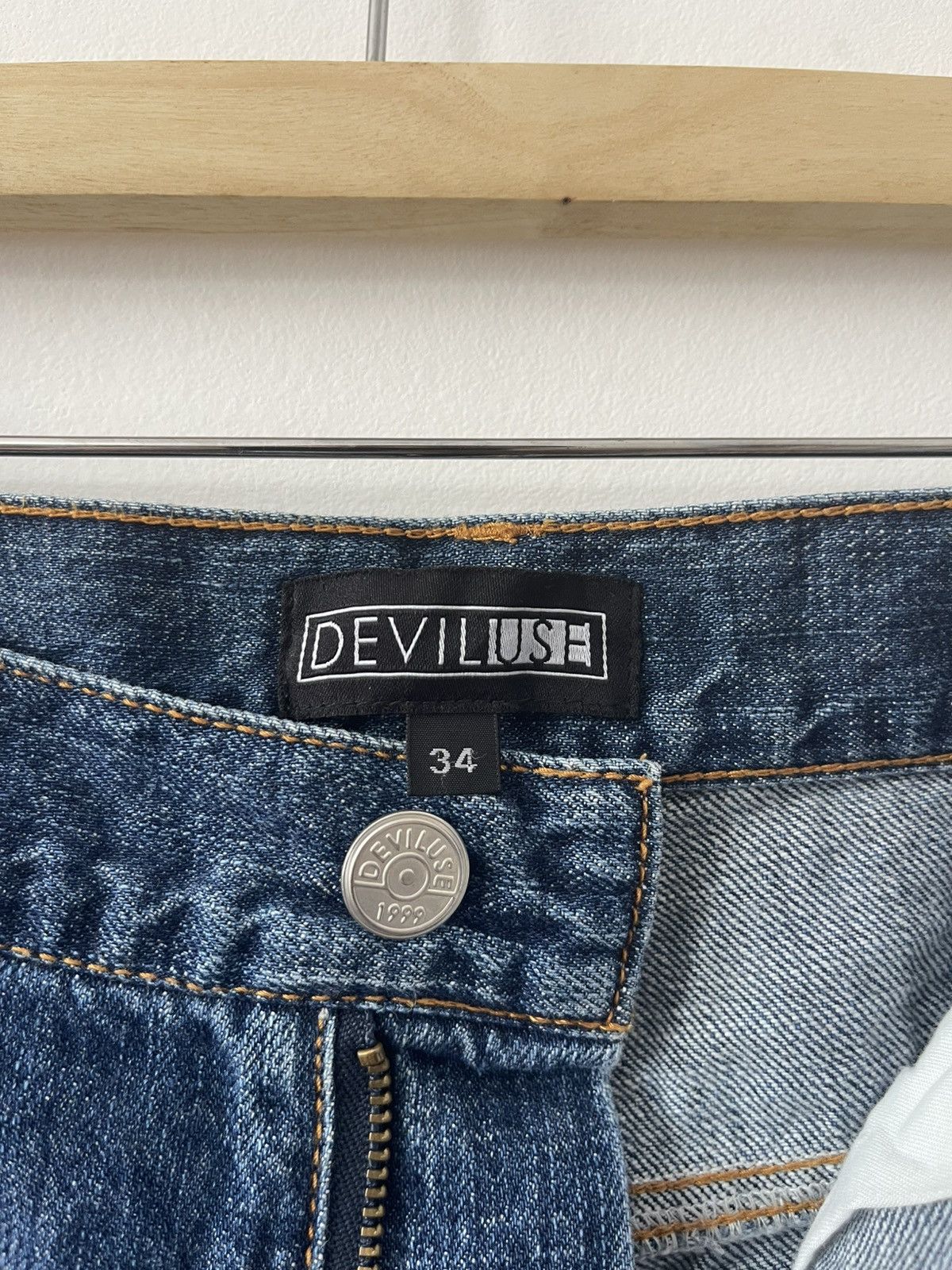 Japanese Brand Rare Vintage DEVILUSE High Waist Carpenter Style Jeans Size US 34 / EU 50 - 12 Thumbnail