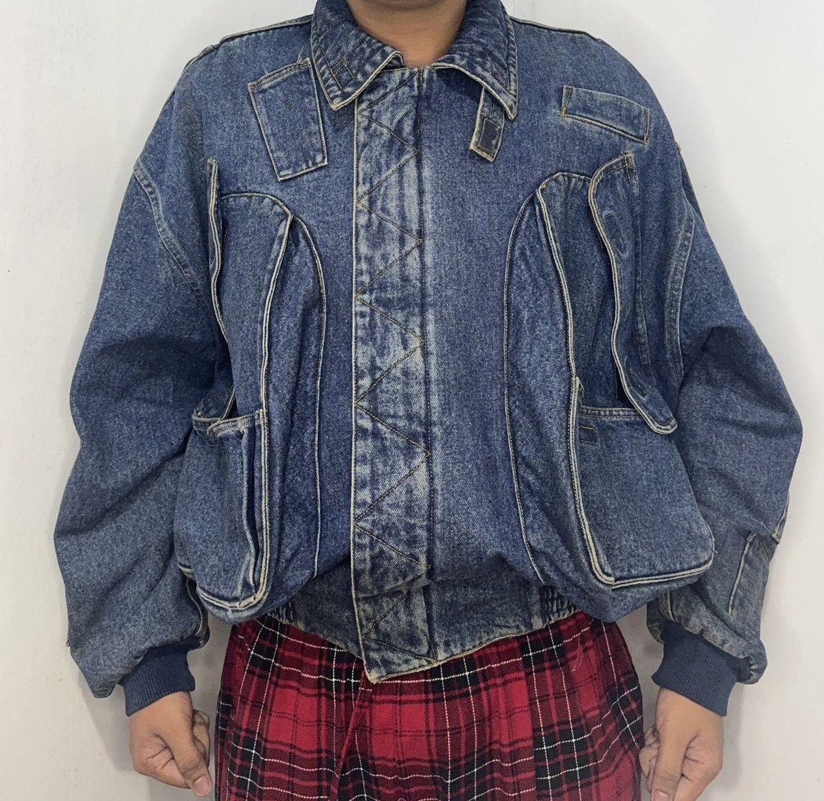 Katharine Hamnett London SOLD Katharine Hamnett Denim Cargo Bomber Jacket Size US L / EU 52-54 / 3 - 13 Thumbnail