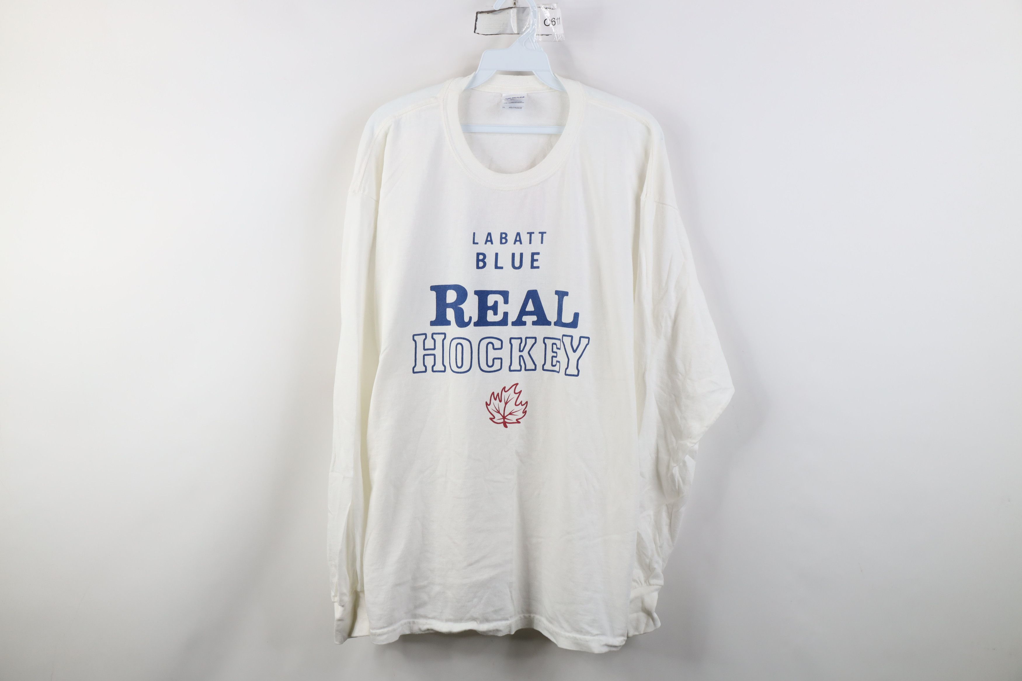 Vintage Vintage 90s Y2K Beer Real Hockey Long Sleeve T-Shirt White Size US XL / EU 56 / 4 - 1 Thumbnail