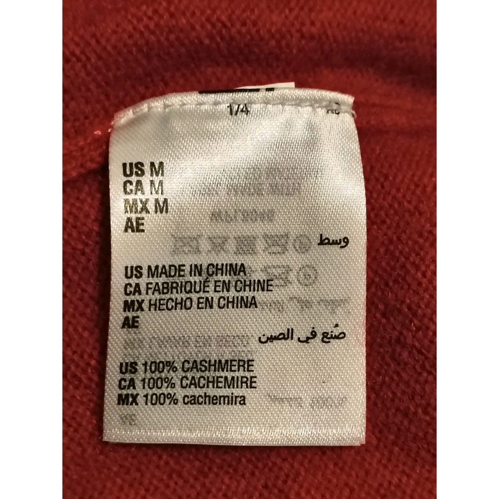 Club Room Club Room M Red 100% Cashmere V-Neck Knit Pullover Sweater Size US M / EU 48-50 / 2 - 8 Thumbnail