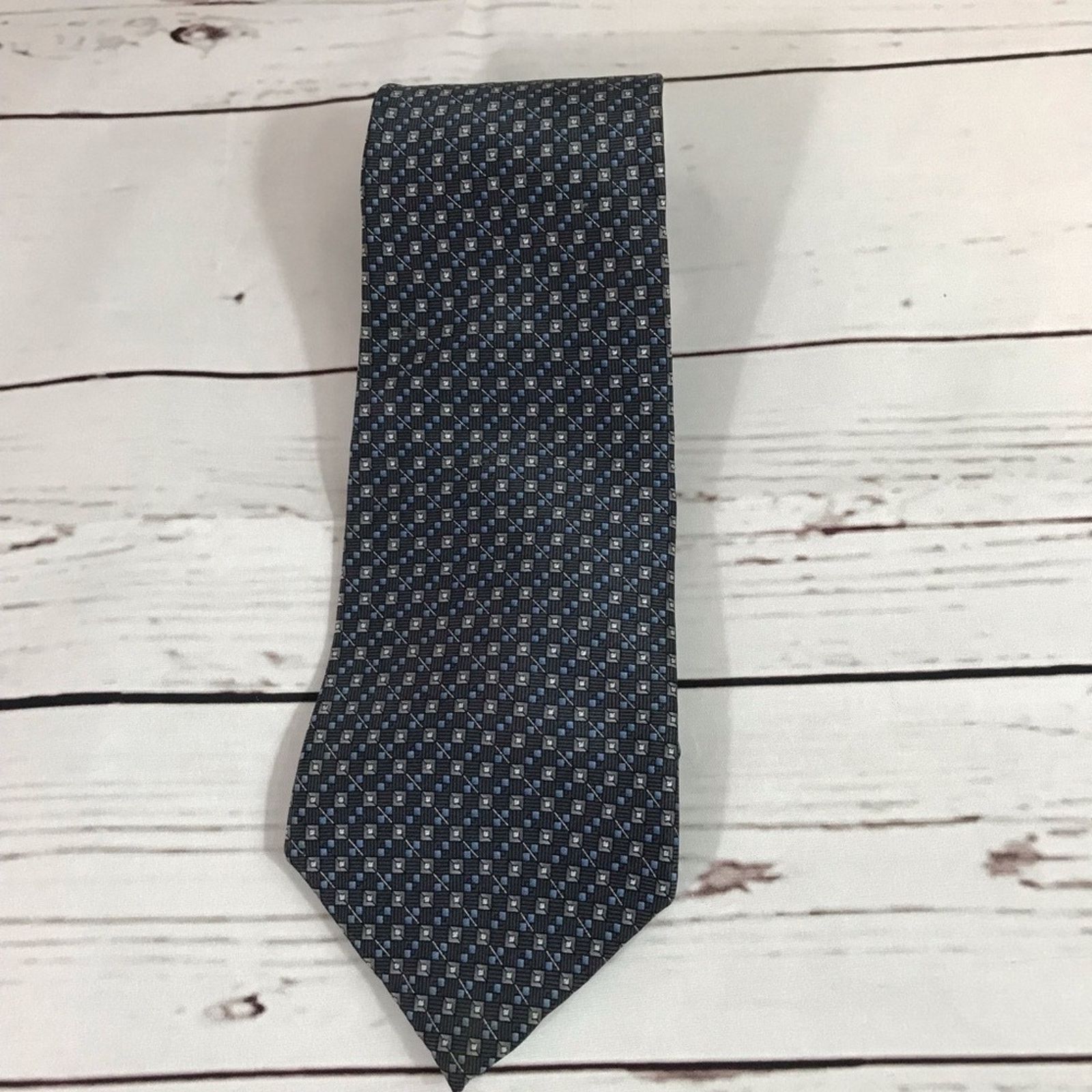 Geoffrey Beene Geoffrey Beene Blue Silk Tie Size 28 - 1 Thumbnail