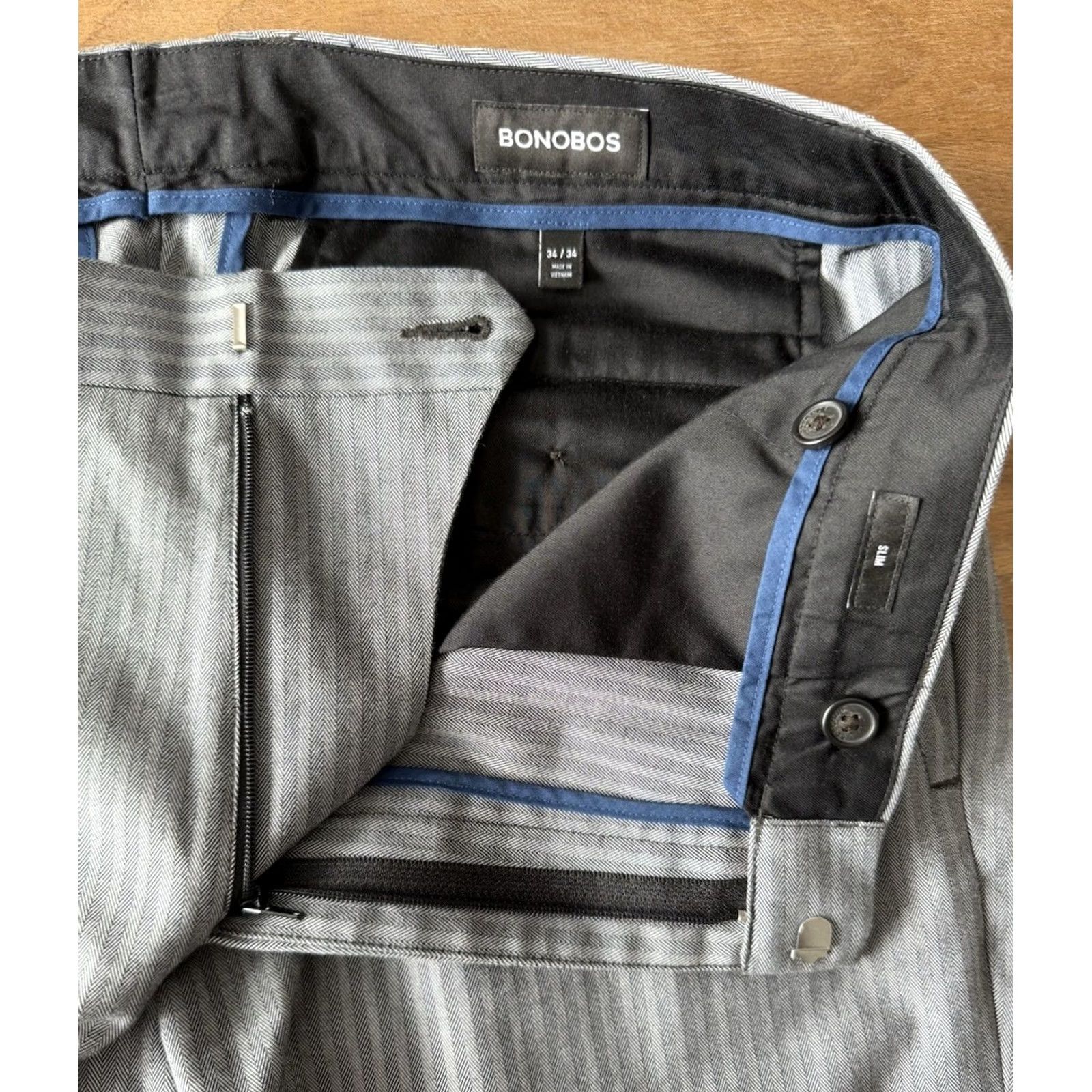 Bonobos Bonobos Pants Gray Herringbone Slim Fit Dress Pants 36x33 Men Vintage No (36x33) | Weekday Warrior Size US 34 / EU 50 - 6 Thumbnail