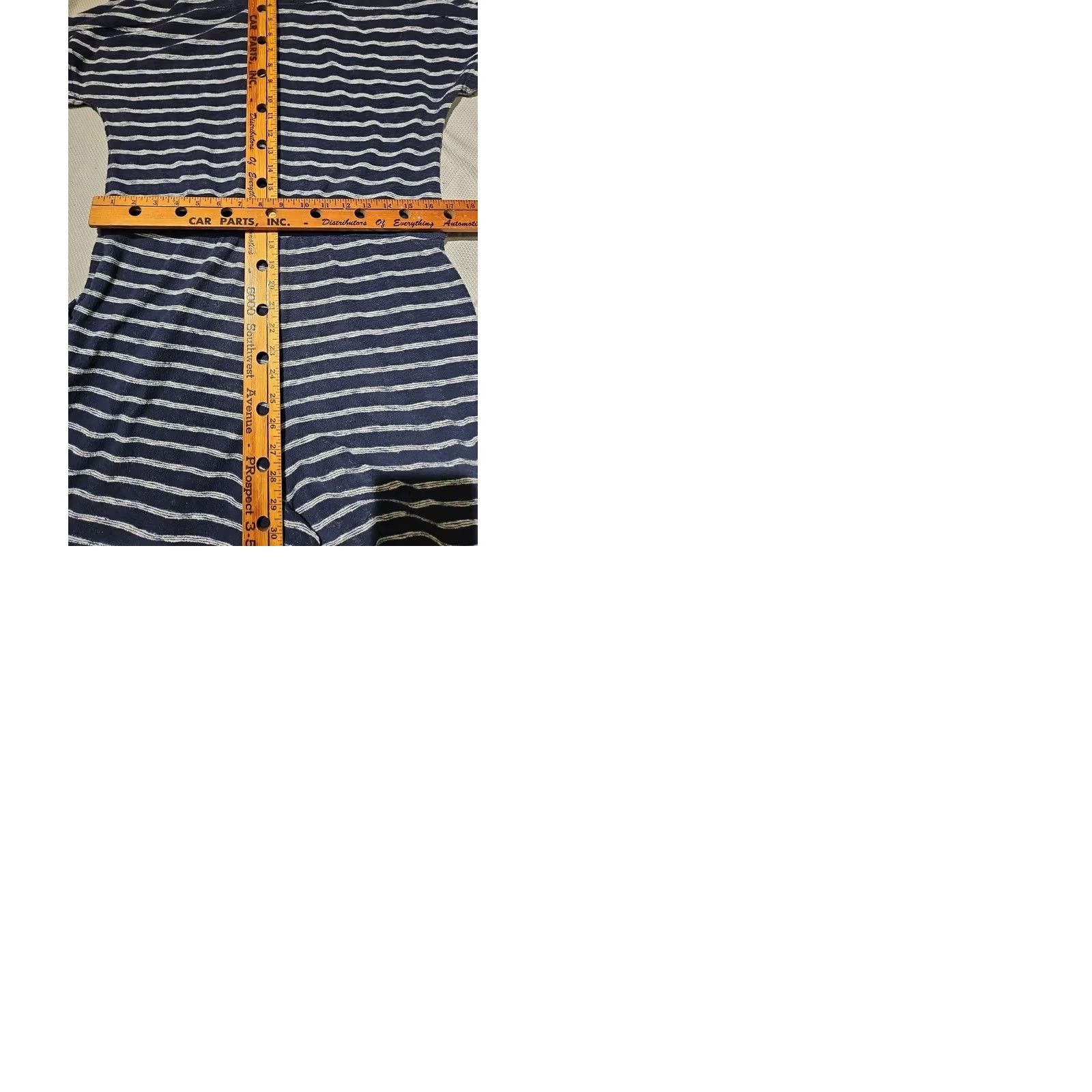 Marine Layer VINTAGE Marine Layer Shirt Romper Womens Medium Blue Stripe Drawstring Zip One Piece Size 32" / US 10 / IT 46 - 10 Thumbnail