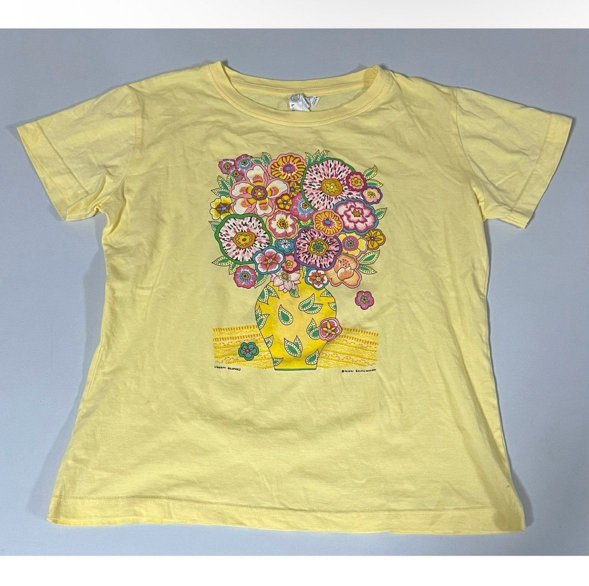 Vintage Yellow Pastel Floral Bouquet Graphic Shirt Top Tee Size M 💐✨ Size US M / EU 48-50 / 2 - 2 Thumbnail