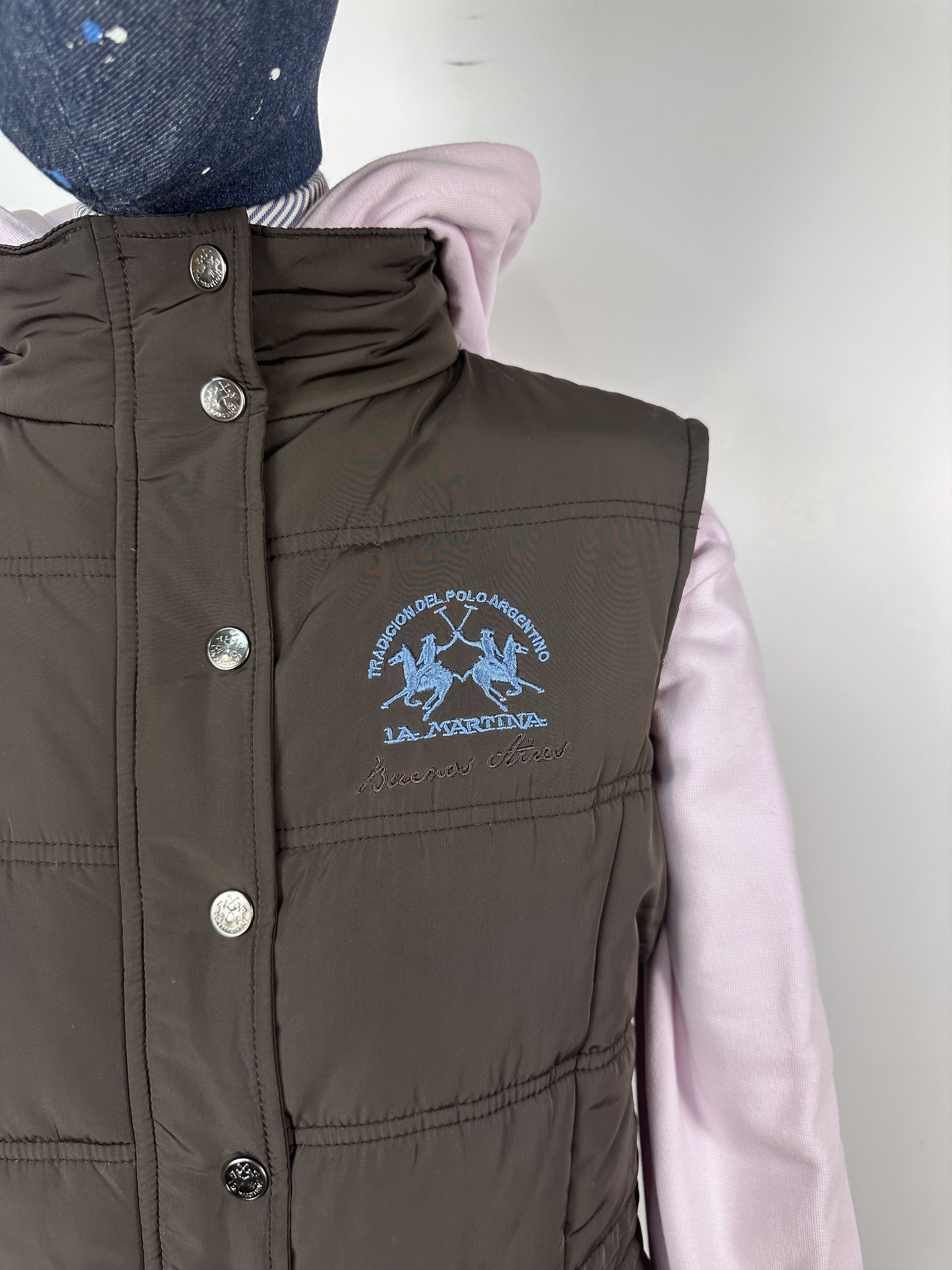 La Martina La Martina Quilted Down Women's Vest Coat Brown Size M Size M / US 6-8 / IT 42-44 - 3 Thumbnail