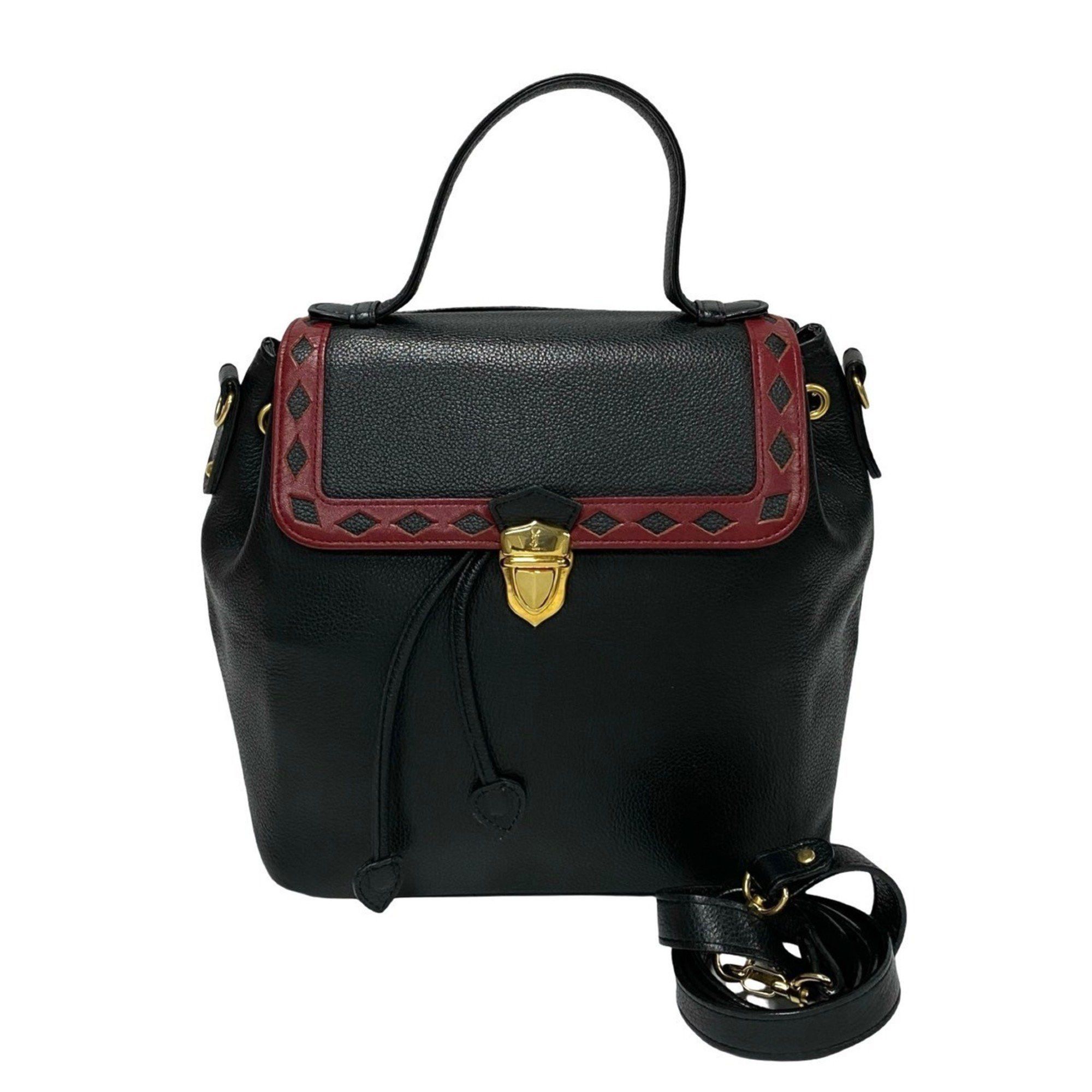 Yves Saint Laurent Vintage YSL Perforated Leather 2-Way Shoulder Bag/Handbag Black 18303