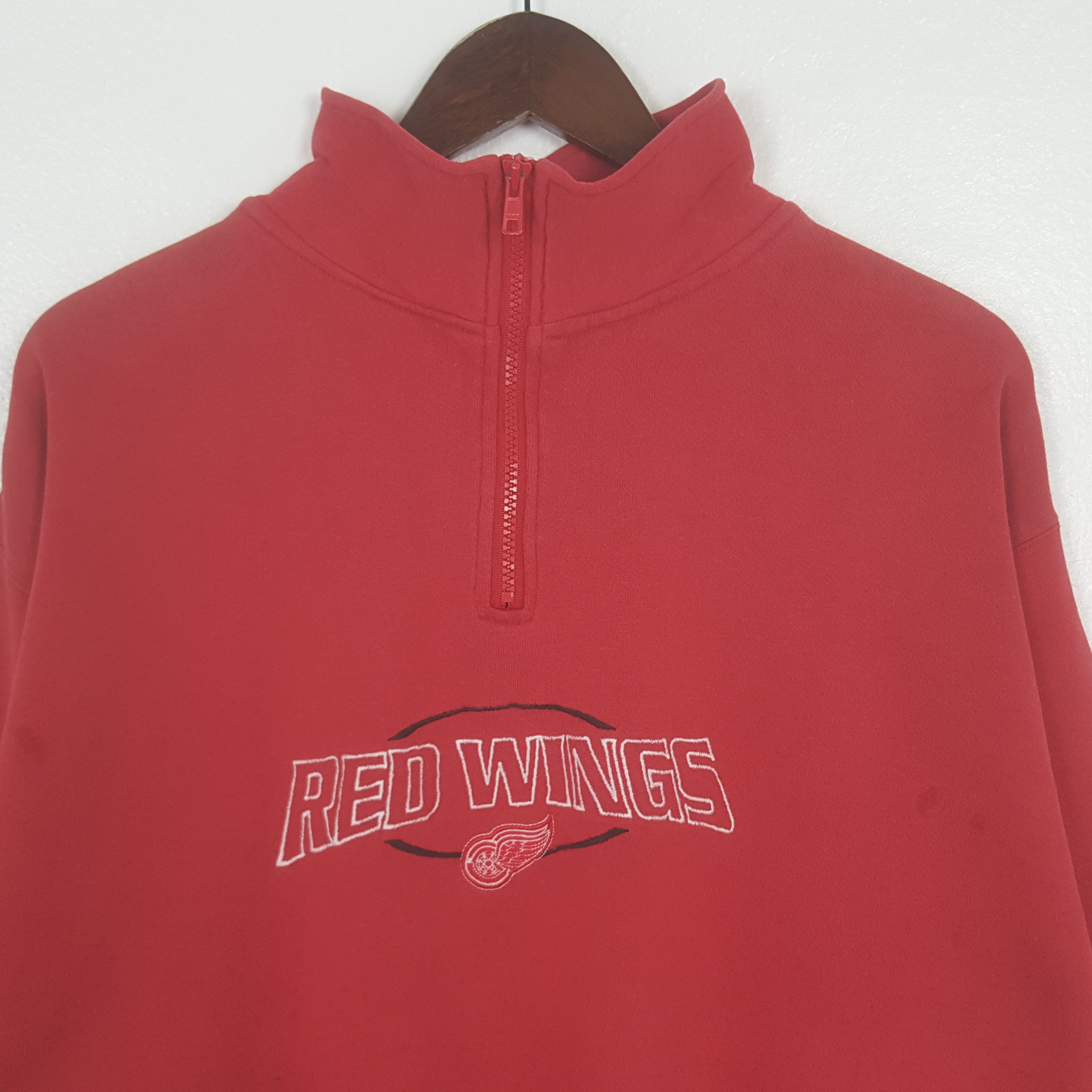 NHL Vintage Red Wings Hockey Team Half Zipper Sweatshirt Size US L / EU 52-54 / 3 - 2 Thumbnail