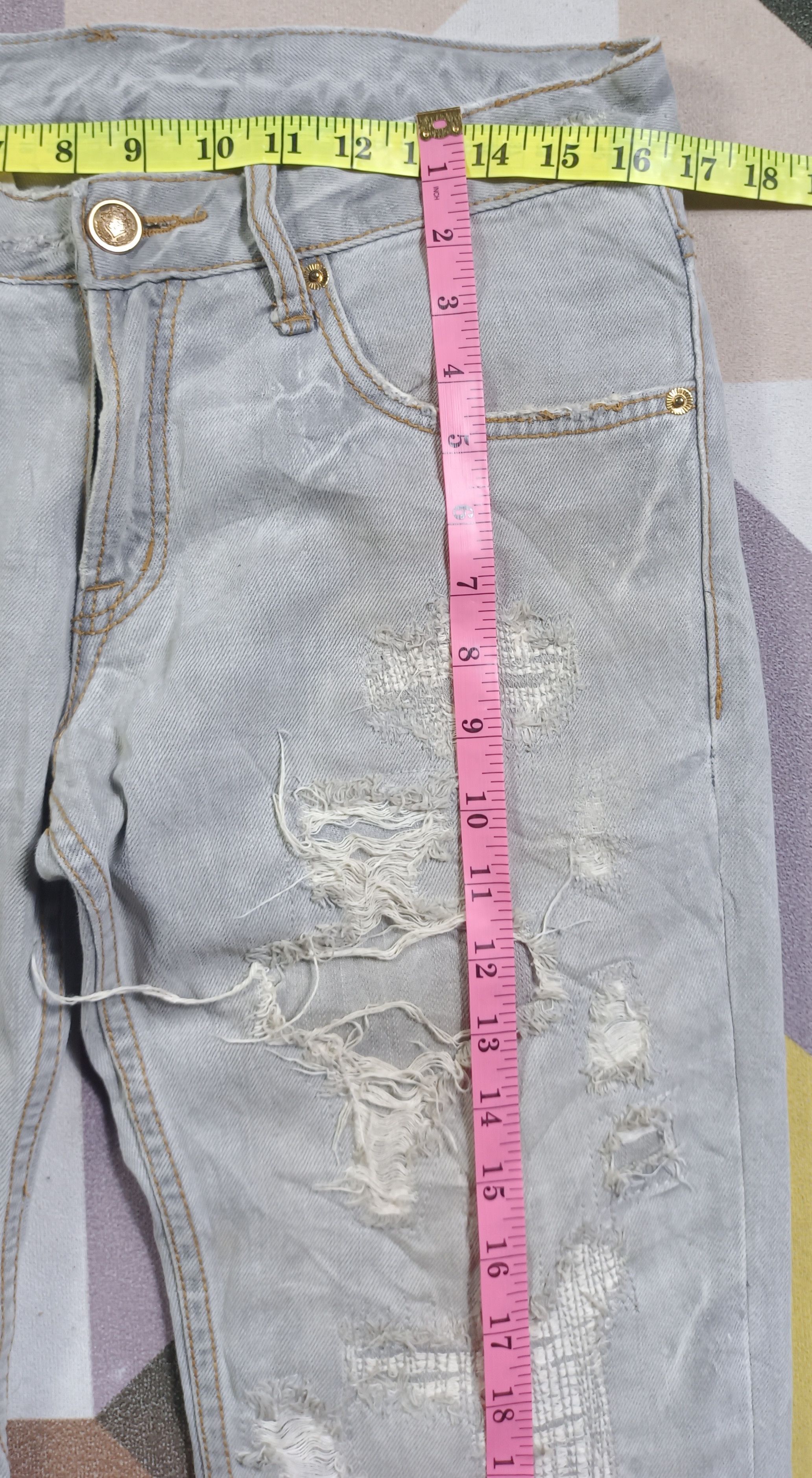 If Six Was Nine 2000s🔥Steel Blue Japan Like Undercover Crash Jeans Size US 33 - 20 Thumbnail