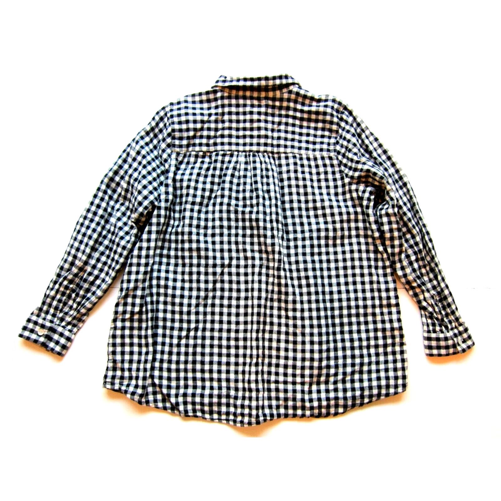 J. Jill J. Jill Blouse Shirt PM Petite Cotton Plaid Pocket Long Sleeve Collared Tunic Blouse Black White Women’s Basic colorfully styled pocketed shirt MP Size M / US 6-8 / IT 42-44 - 2 Thumbnail