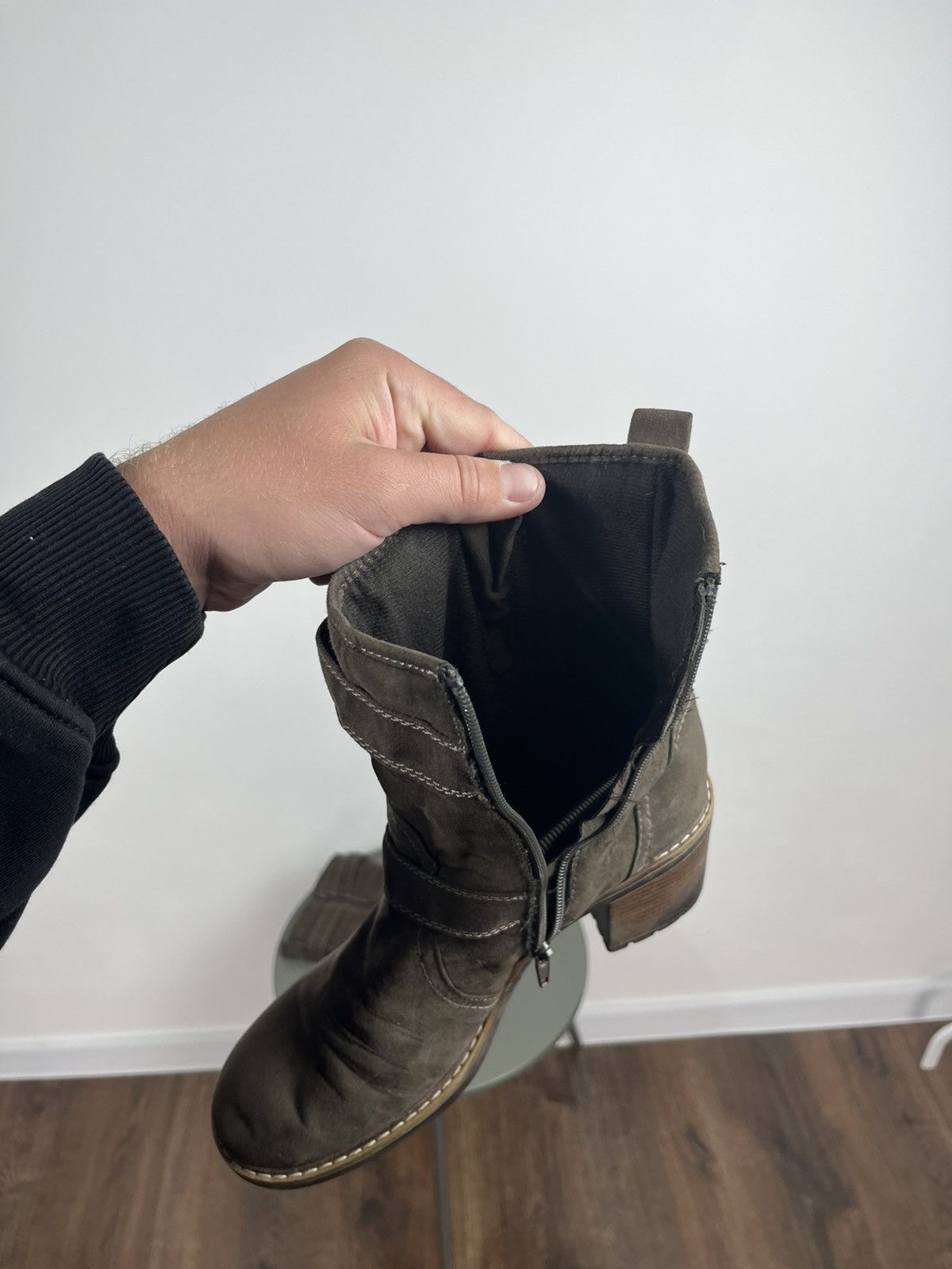 Japanese Brand × Vintage Avant-Garde Chunky Heeled Leather Biker Boots with Straps Size US 10 / IT 40 - 10 Thumbnail