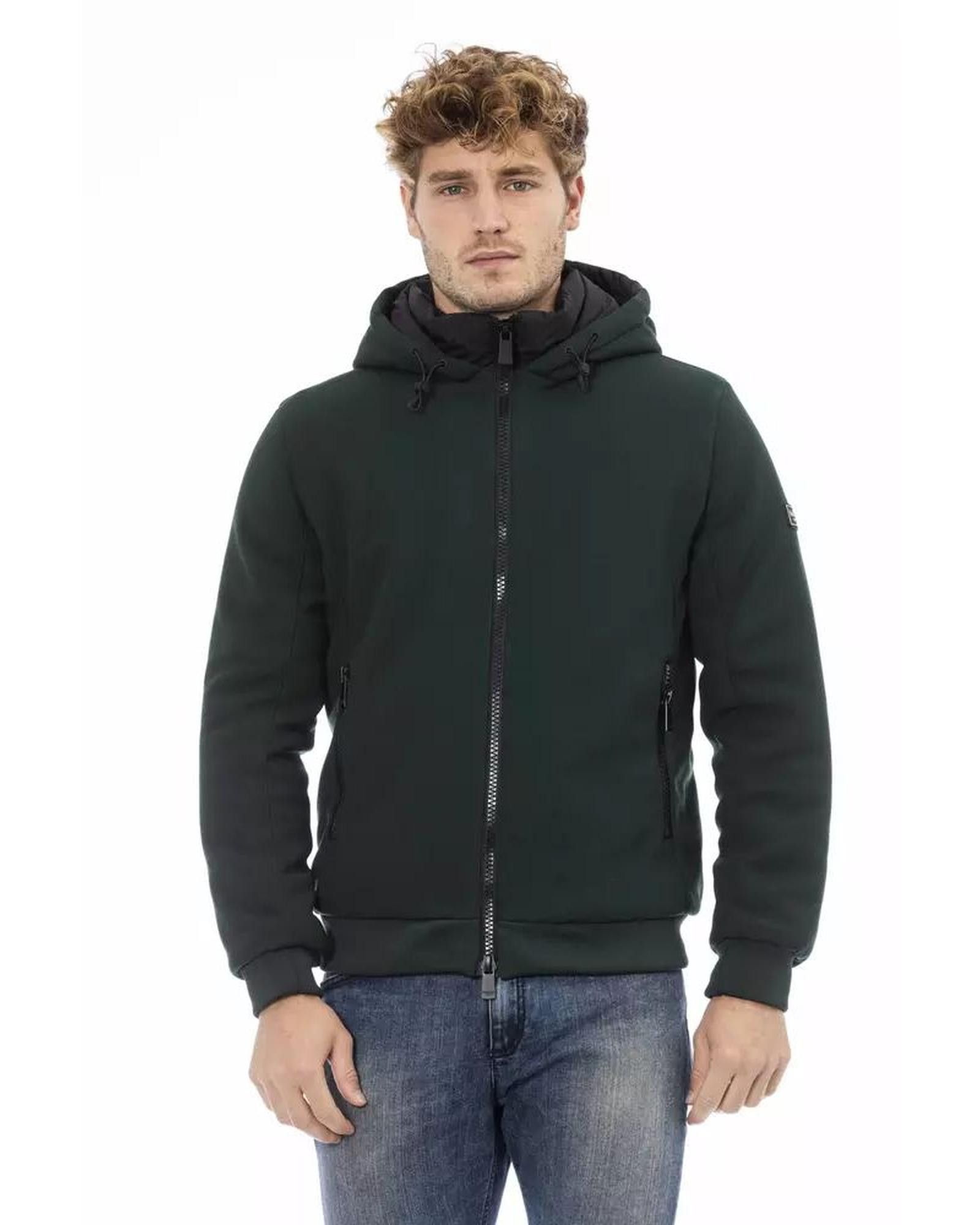 Image of Baldinini Threaded Pocket Polyester Jacket in Green, Men's (Size 2XL)