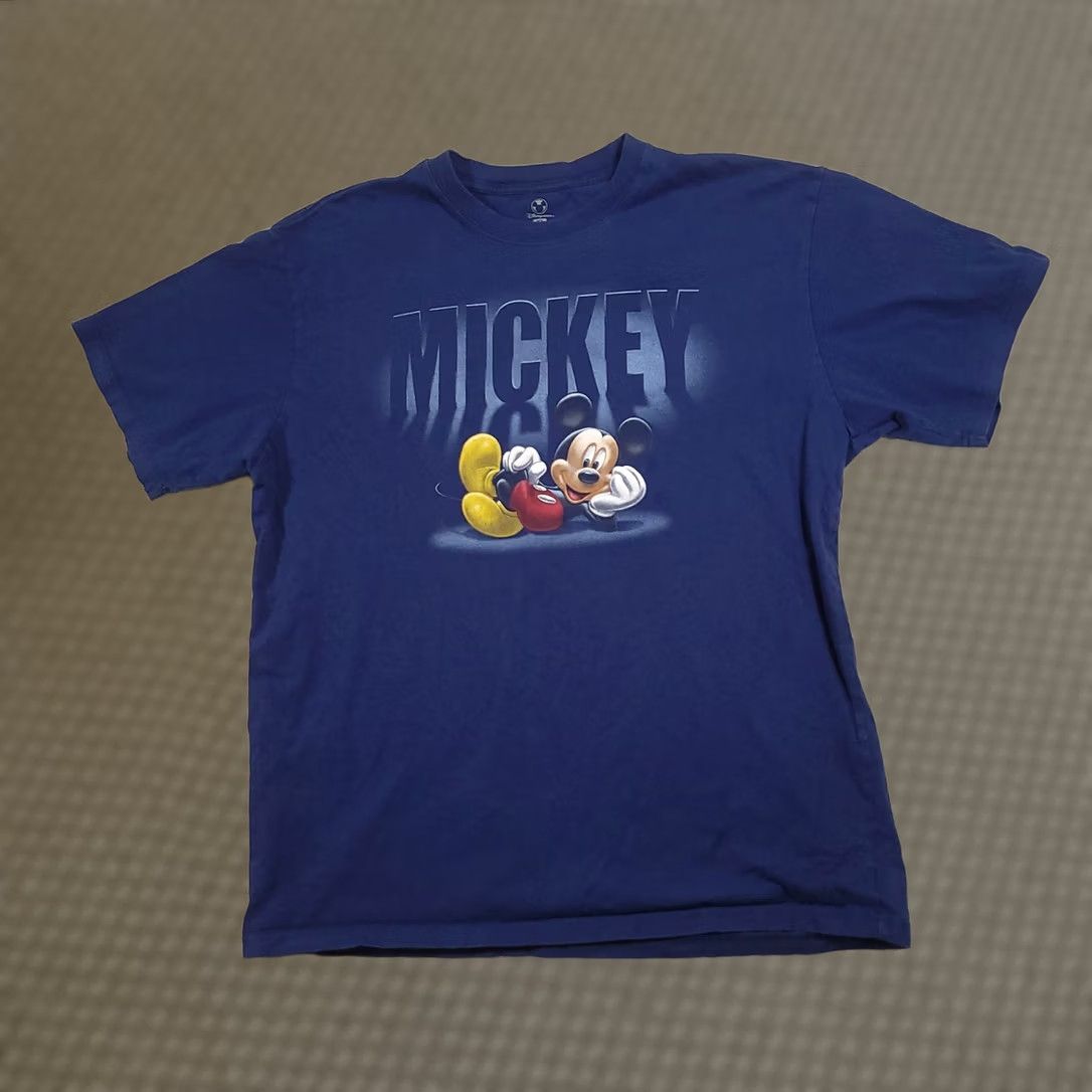 Disney Disney T-Shirt Blue Short Sleeve Crew Neck Mickey Mouse Script XL Mens Size US XL / EU 56 / 4 - 1 Thumbnail