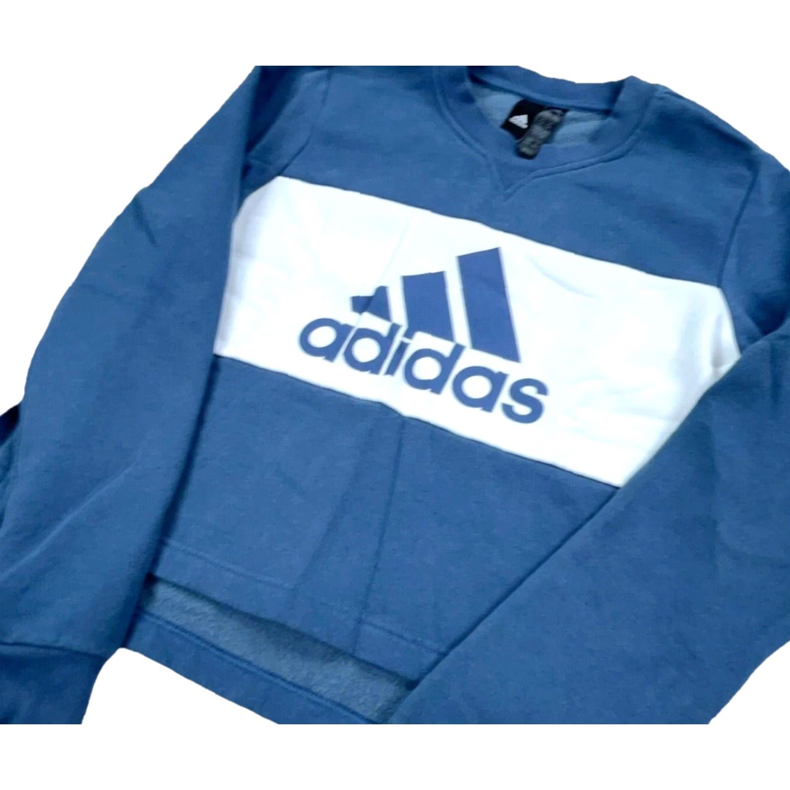 Adidas Adidas Sweatshirt Women M Blue White Crewneck Full Zip Pocket Logo Casual Activewear Modern Sports Mens Size M / US 6-8 / IT 42-44 - 2 Thumbnail