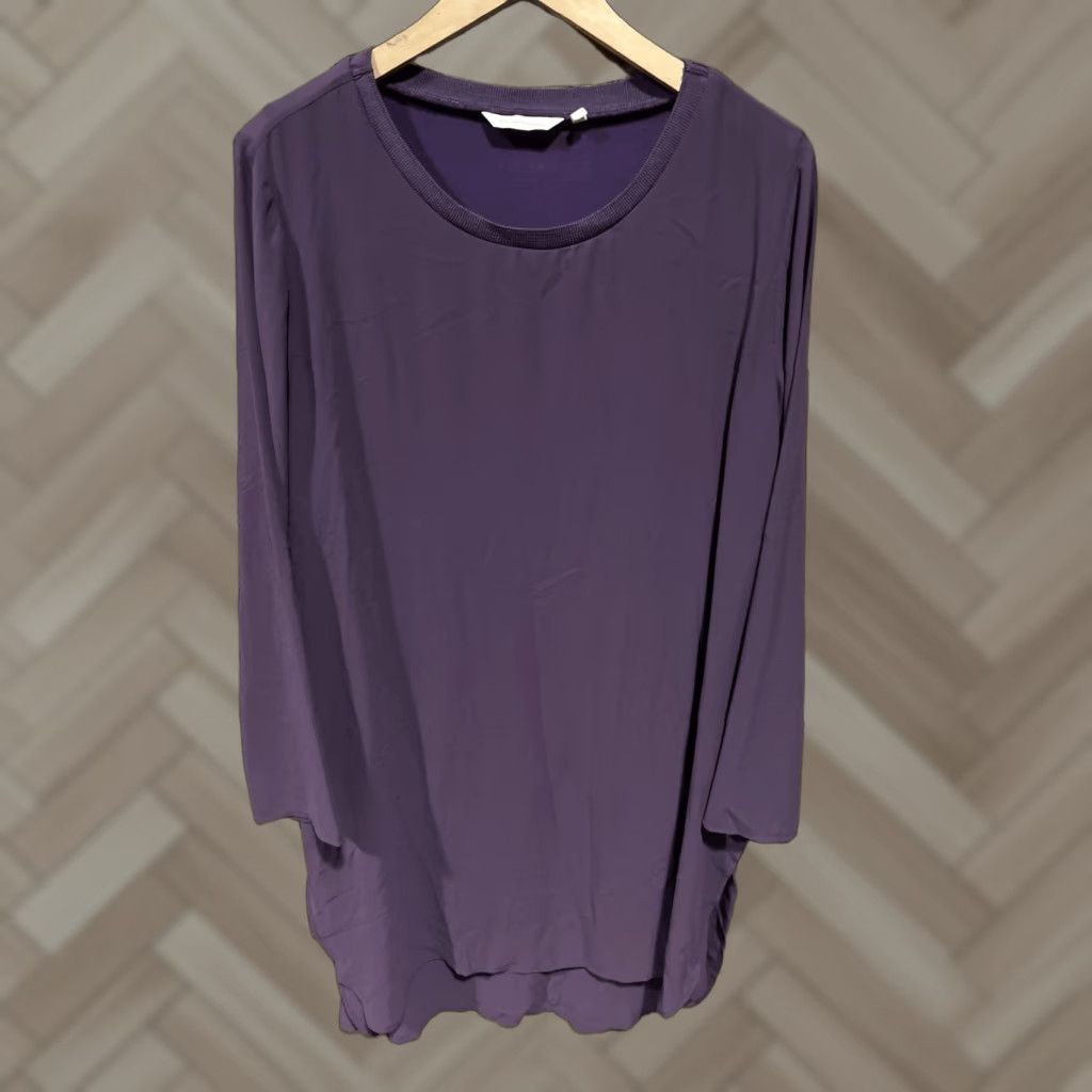 Soft Surroundings VINTAGE Soft Surroundings Dress Purple 1X Women Silk Sheath Short 38" 42" Womens Size XL / US 12-14 / IT 48-50 - 1 Thumbnail