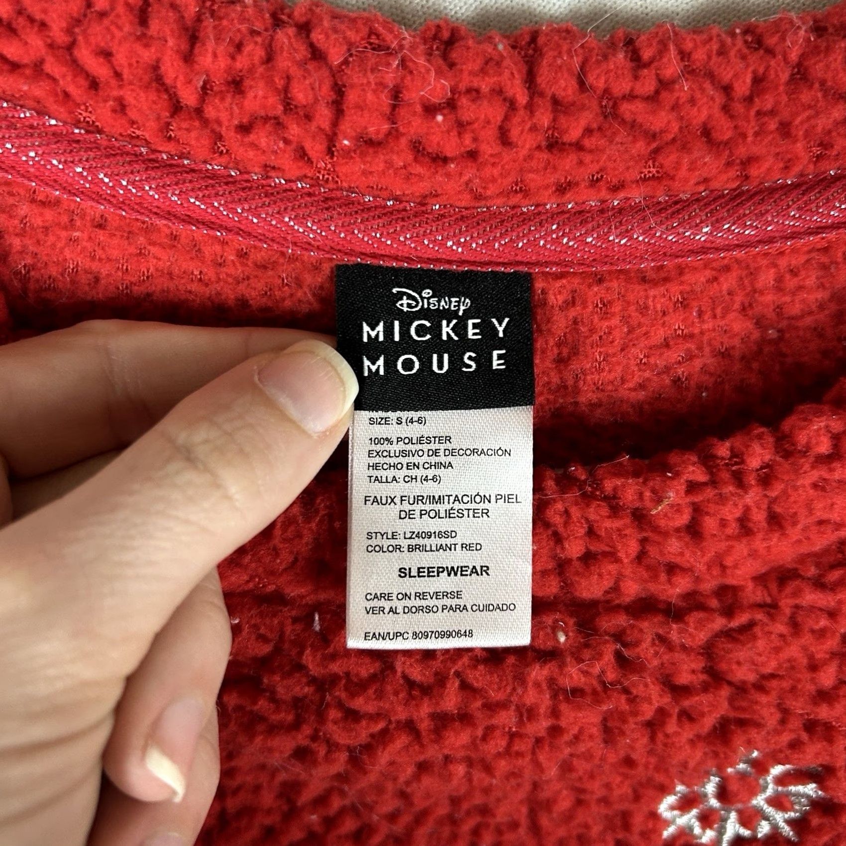 Disney Disney Mickey Mouse Sleepwear Top Christmas LS Sherpa Fleece Women's Small Red Size S / US 4 / IT 40 - 3 Thumbnail
