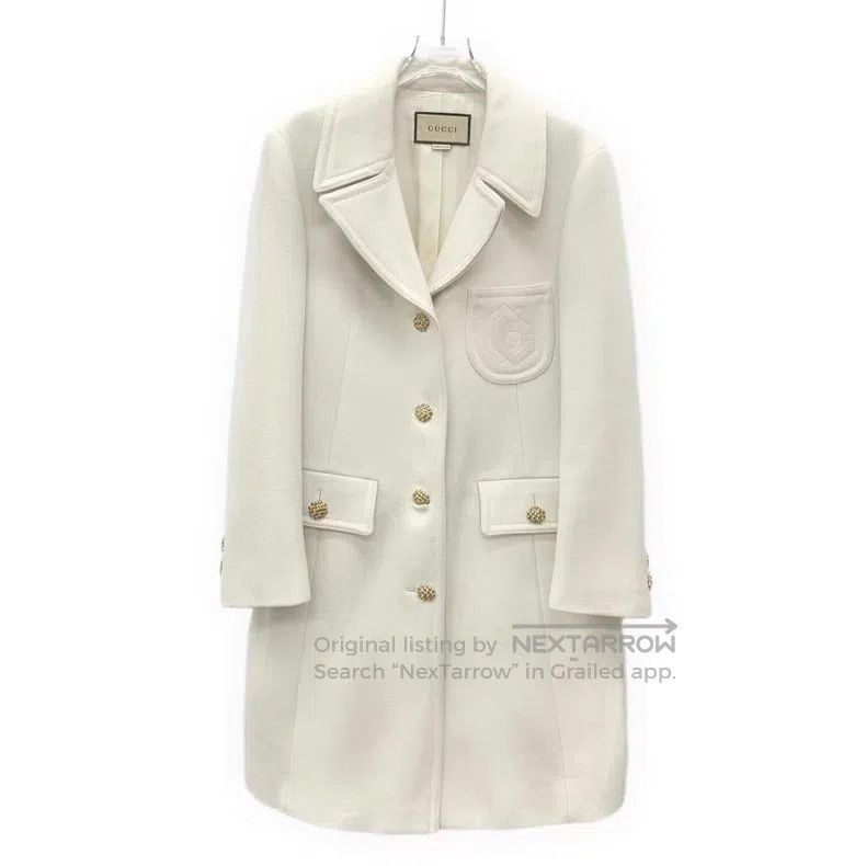 Gucci Gucci White pocket double G embroidered wool lapel single- Size M / US 6-8 / IT 42-44 - 1 Thumbnail