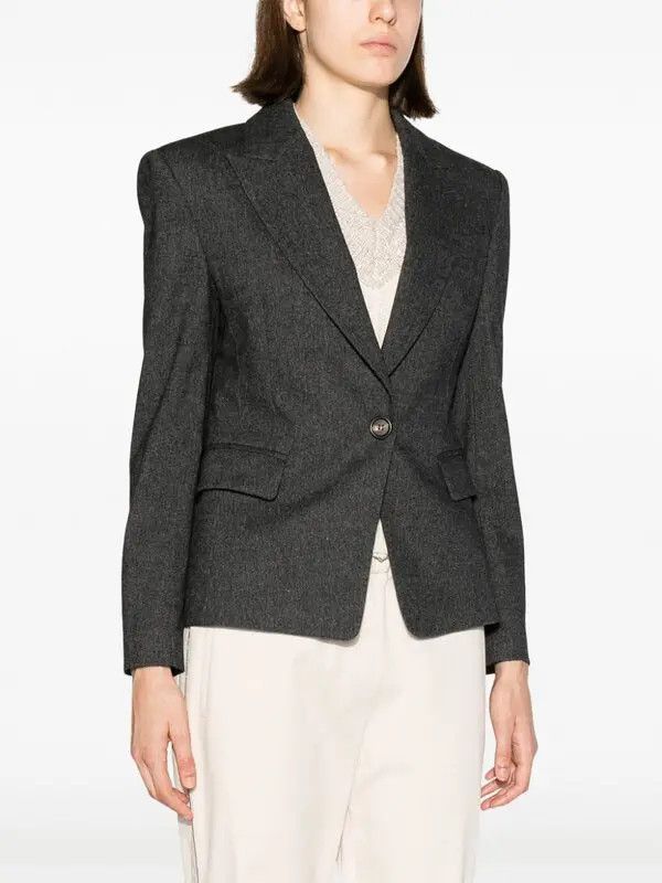 Brunello Cucinelli o1y0725 Blazer in Dark Gray Size XS / US 0-2 / IT 36-38 - 2 Thumbnail